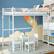 Alt View 1. Costway - Twin Size Loft Bed Heavy Duty Metal Loft Bed Frame with Safety Guardrail - White.