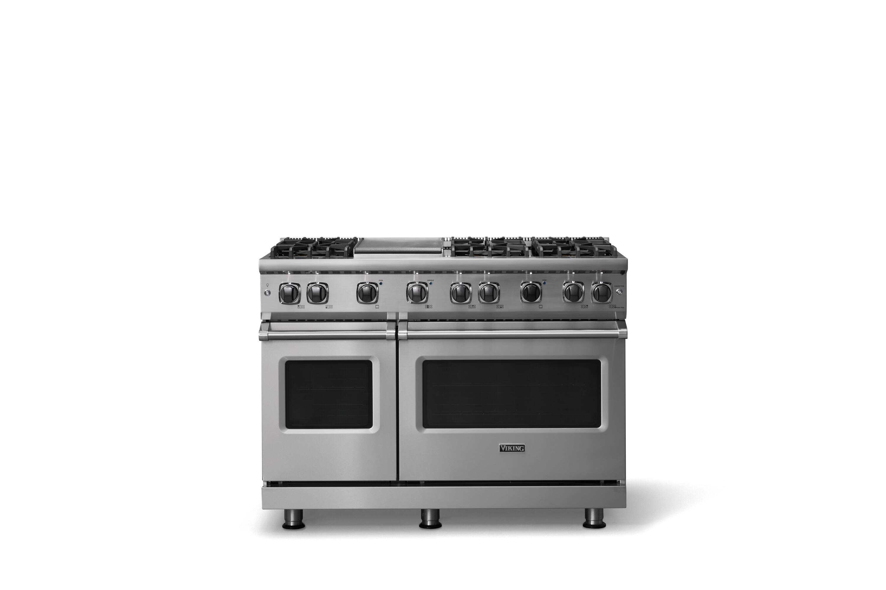 Alt View 1. Viking - 6.1 Cu. Ft. 48"W. Professional 5 Series Freestanding Double Oven Gas Convection Range - Stainless steel.