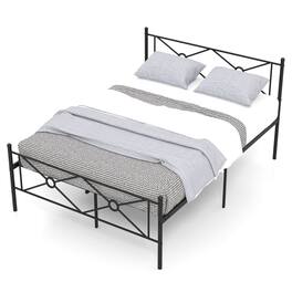 Ecooso - Full Metal Platform Bed Frame with Headboard and Footboard for Durable Support - Black