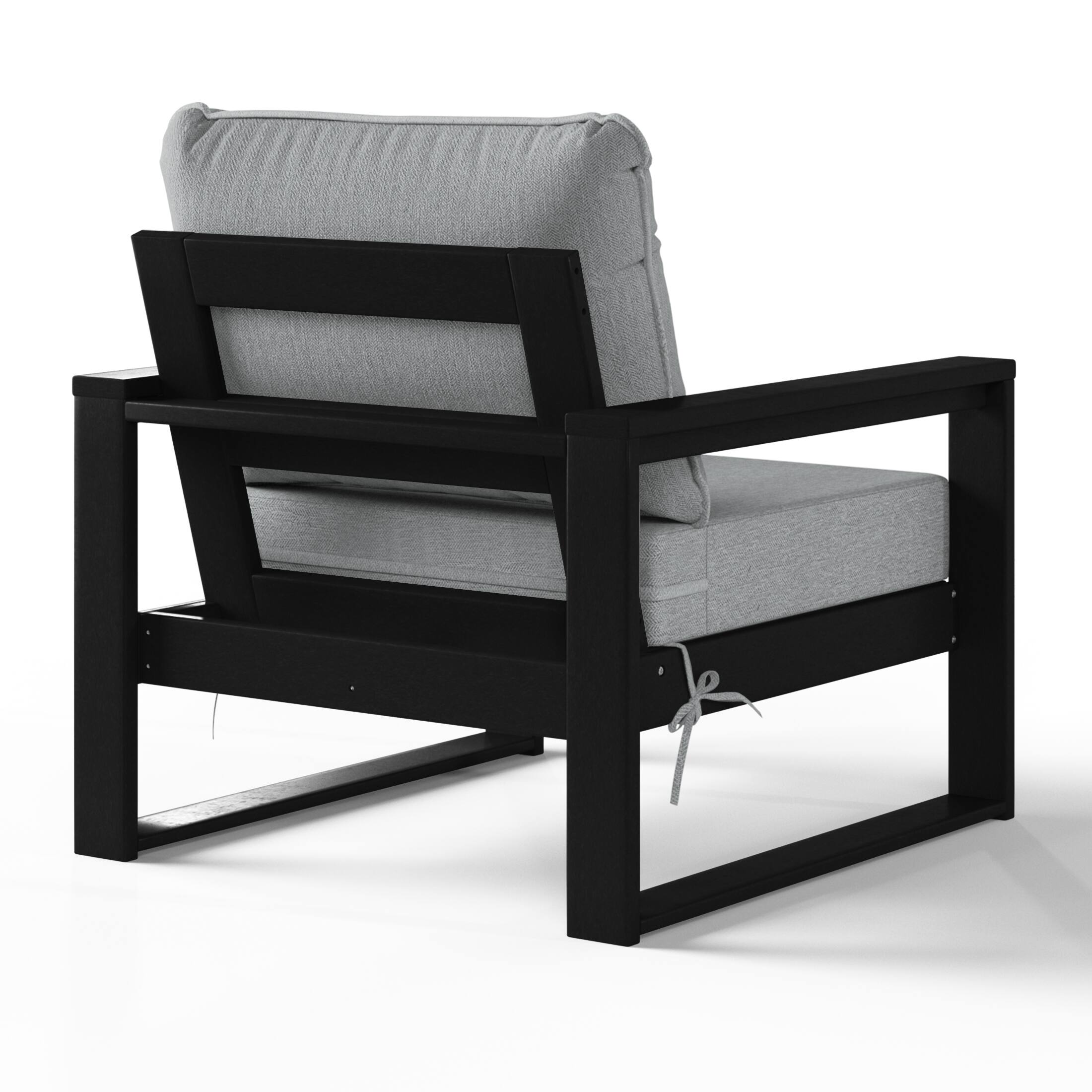Alt View 1. WestinTrends - WestinTrends Montara Outdoor Modern HDPE Patio Club Chair with Waterproof Deep Seat Cushions (Set of 2) - Grey.