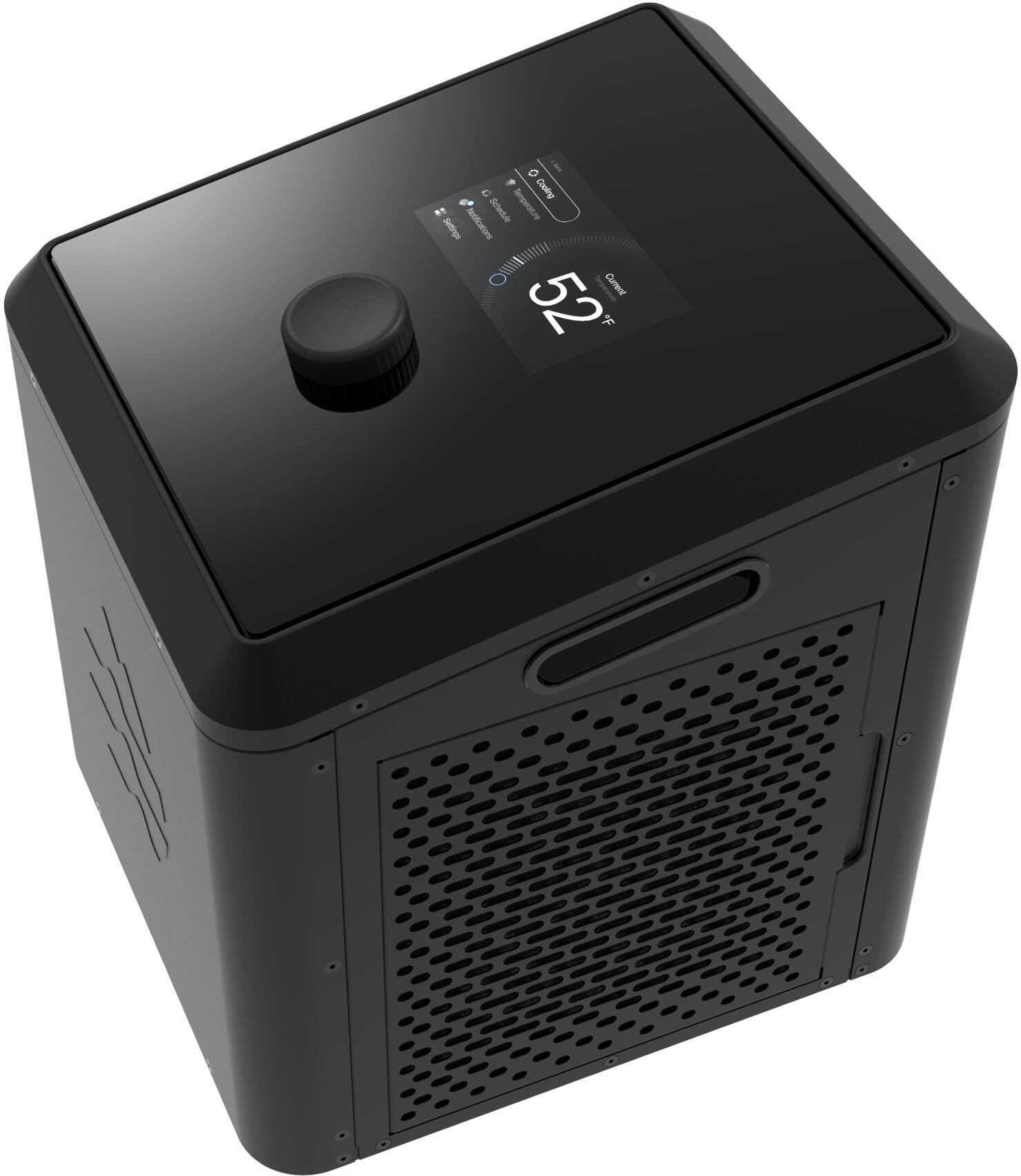 The text on the image reads: "0 - Coening C  Sichedule Smpeature -io Notficatiuoes Cument 52 de." This text is in a foreign language and does not provide any useful information about the object in the image, which is a black box with a digital display.