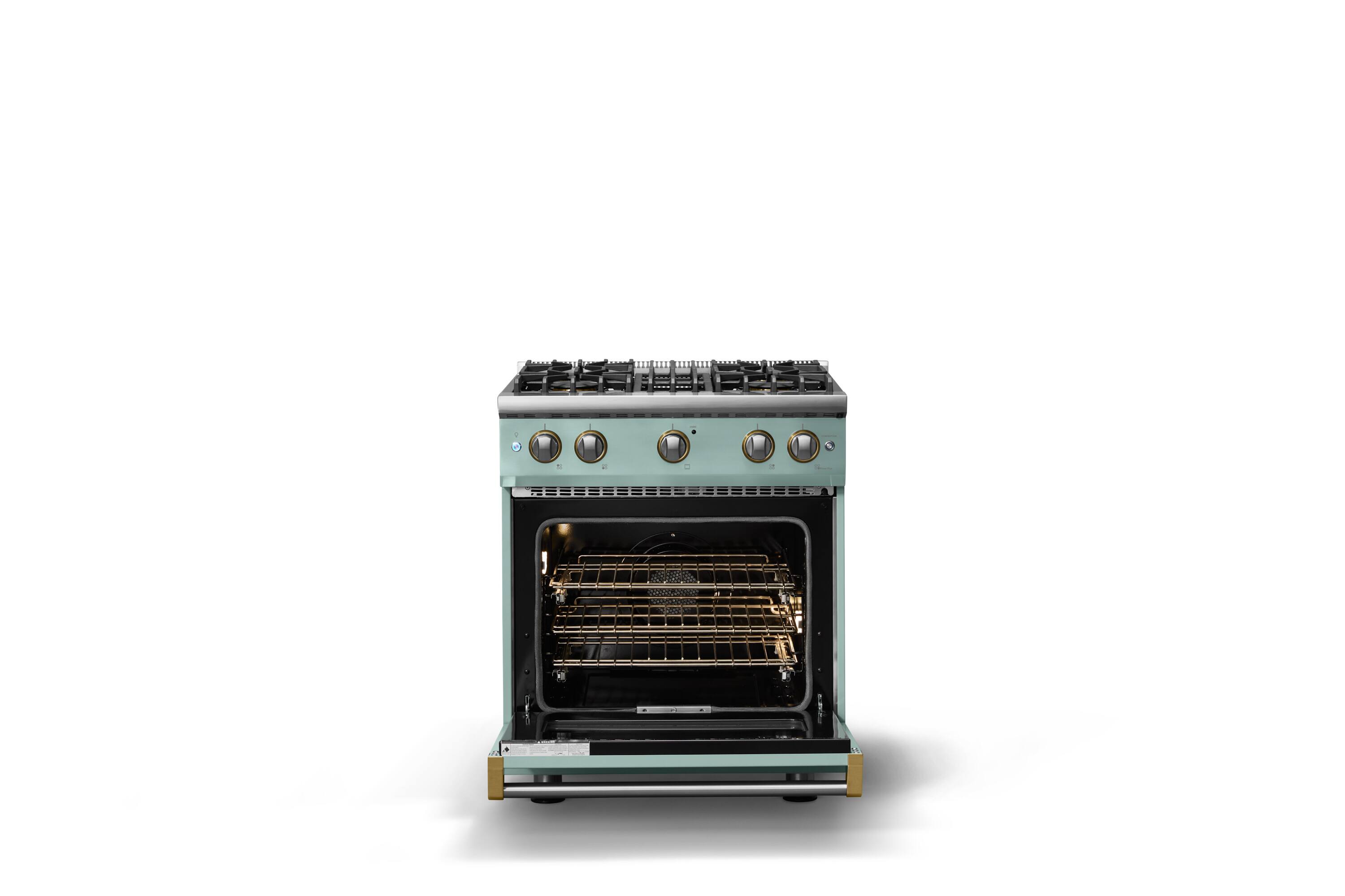 Alt View 2. Viking - 30 in. Wide Pro 5 Series 4.0 Cu. Ft. Freestanding Sealed 4 Burner Gas Convection Range - Splash/Brushed Brass - Splash.