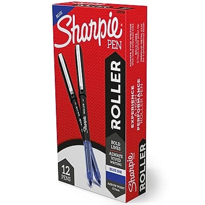 Sharpie - Rollerball Pen, Arrow Point Pen for Bold Lines, Dozen - Blue Ink