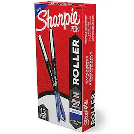 Sharpie - Rollerball Pen, Arrow Point Pen for Bold Lines, Blue Ink, Dozen (2101306)