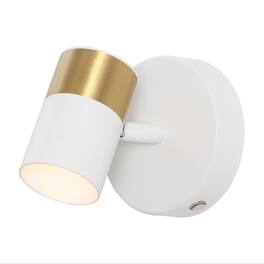Jonathan Y - Paola 6" 1-Light Adjustable Head Integrated Dimmable LED Rechargeable Spotlight with Touch Sensor - White/Brass Gold