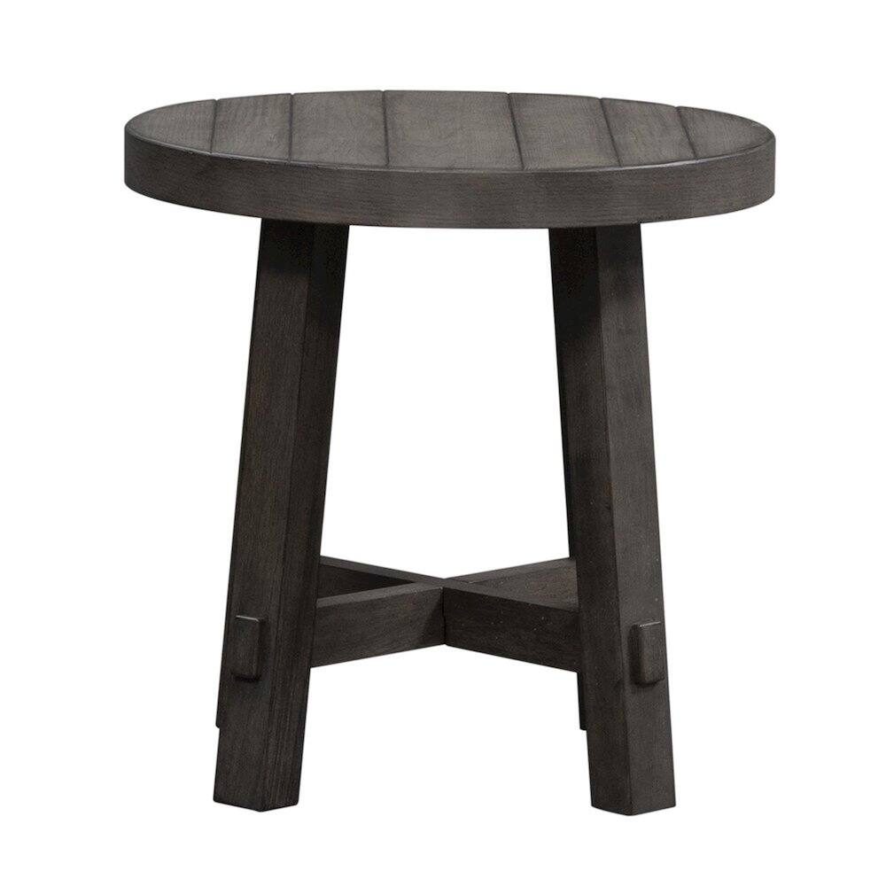 Front. Liberty Furniture Industries - 3 Piece Living Room Set - Cocktail table, 2 End Tables - Charcoal Oak Wood - Dusty Charcoal W/ Heavy Distressing.