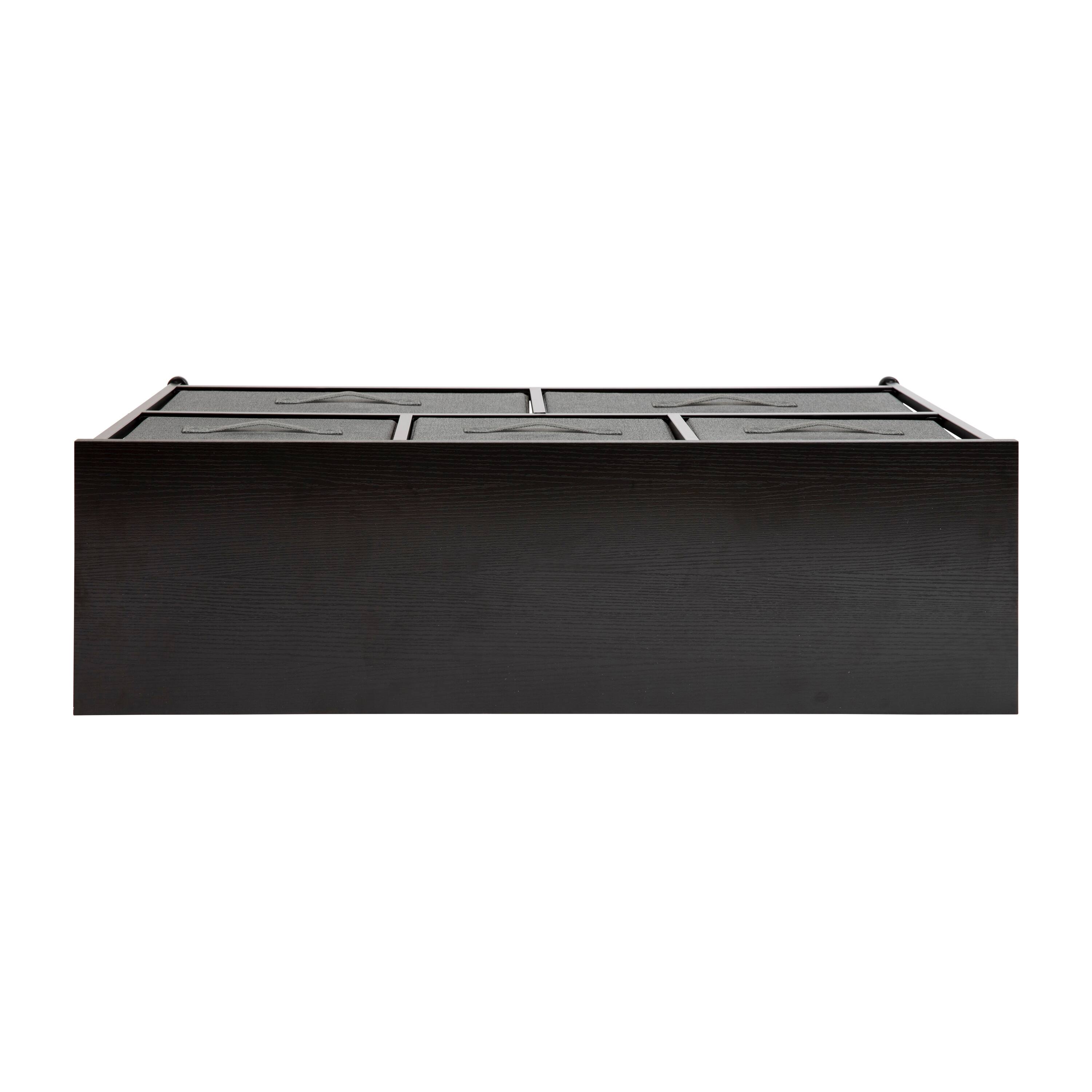 Alt View 8. Emma + Oliver - 5 Drawer Storage Chest with Wood Top & Dark Fabric Pull Drawers - Gray Drawers/Black Frame.