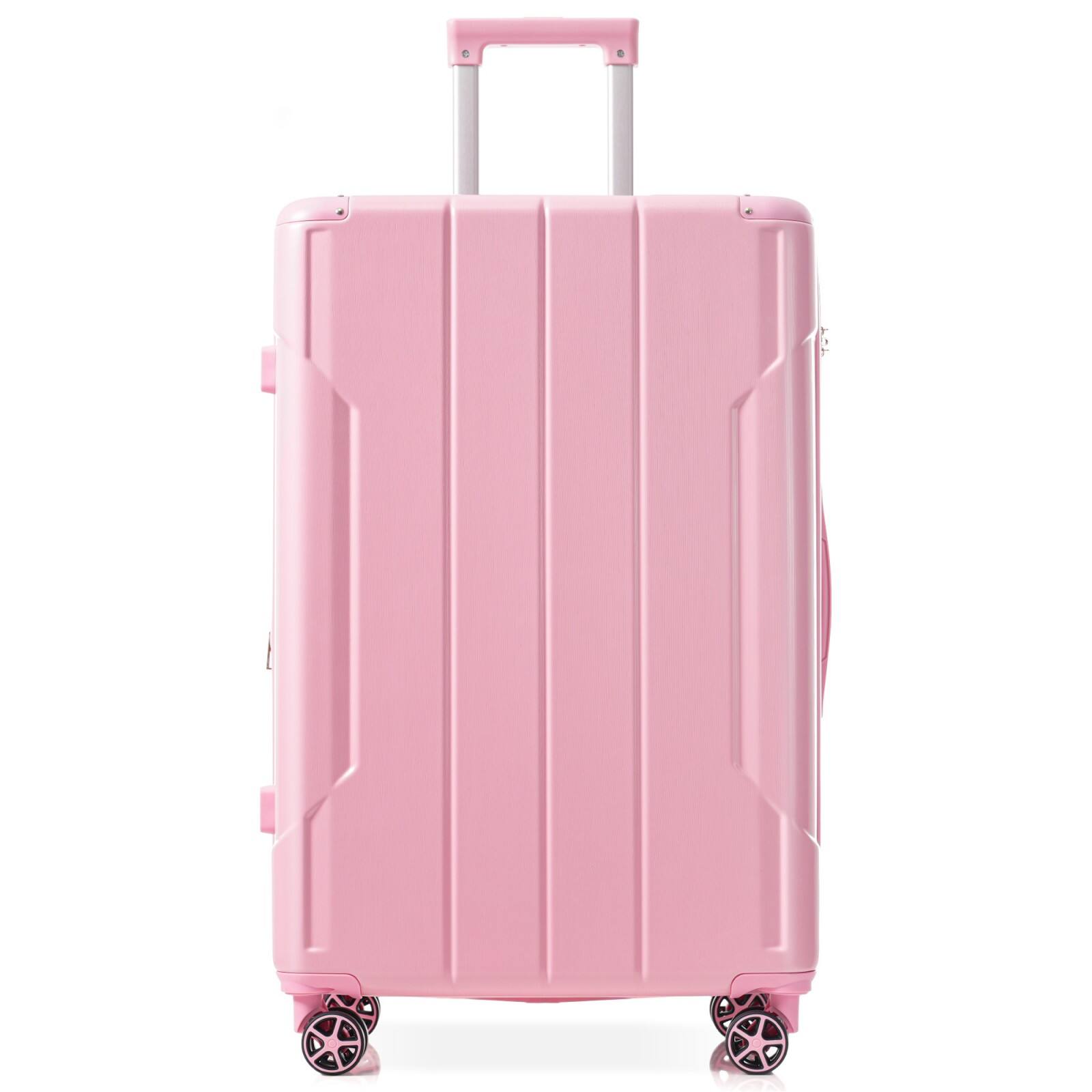Angle. Loheer - Loheer 24 Inch Pink Hardshell Luggage Expandable Checked Suitcase - Pink.
