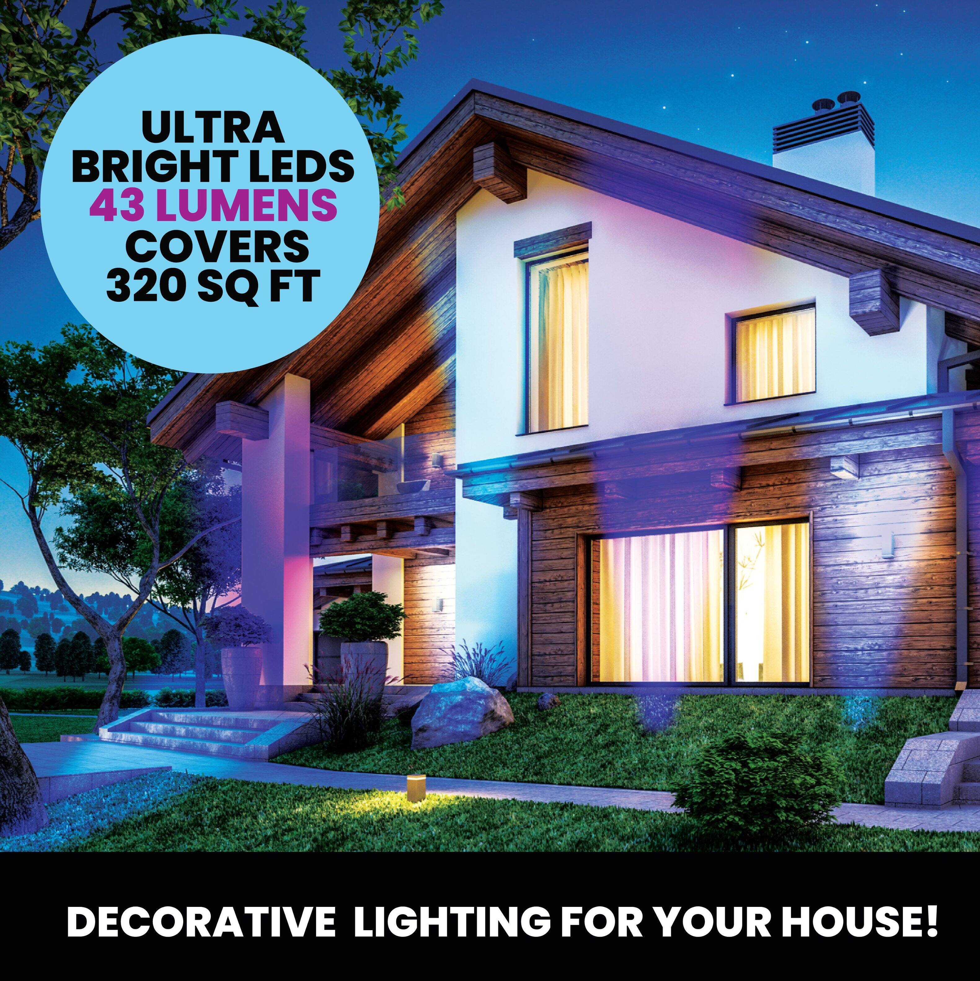 ULTRA BRIGHT LEDS  
43 LUMENS  
COVERS 320 SQ FT  

DECORATIVE LIGHTING FOR YOUR HOUSE!