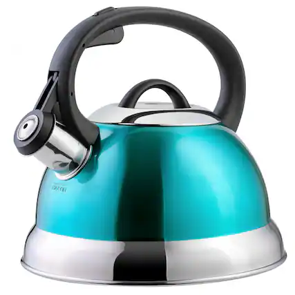 Front. Mr. Coffee - Mr. Coffee Flintshire 1.75 Quart Whistling Stovetop Tea Kettle in Turquoise - Blue.