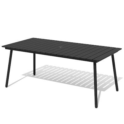 Alt View 6. Crestlive Products - Crestlive Products 72in Plastic Wood Top Aluminum Frame Rectangle Outdoor Dining Table with Umbrella Hole - Black.