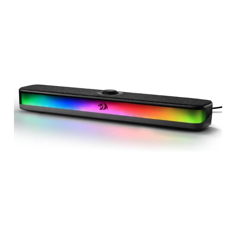 Front. REDRAGON - GS515 RGB Desktop Soundbar, 2.0 Stereo Enhanced Sound, BT 5.3 - Black.