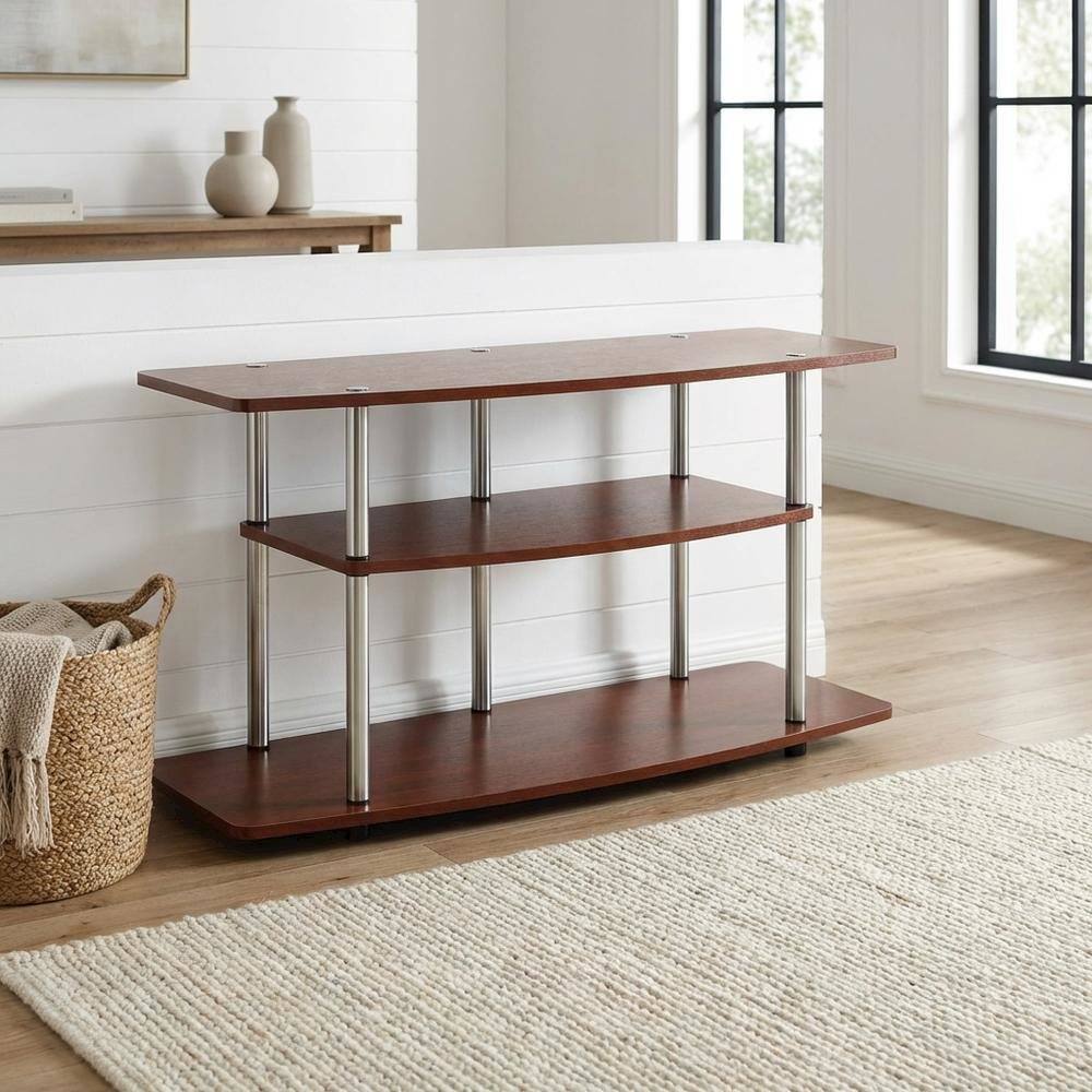 Alt View 1. FurniFact - Contemporary Brown Particle Board TV Stand for up to 46-Inch TVs - Brown.