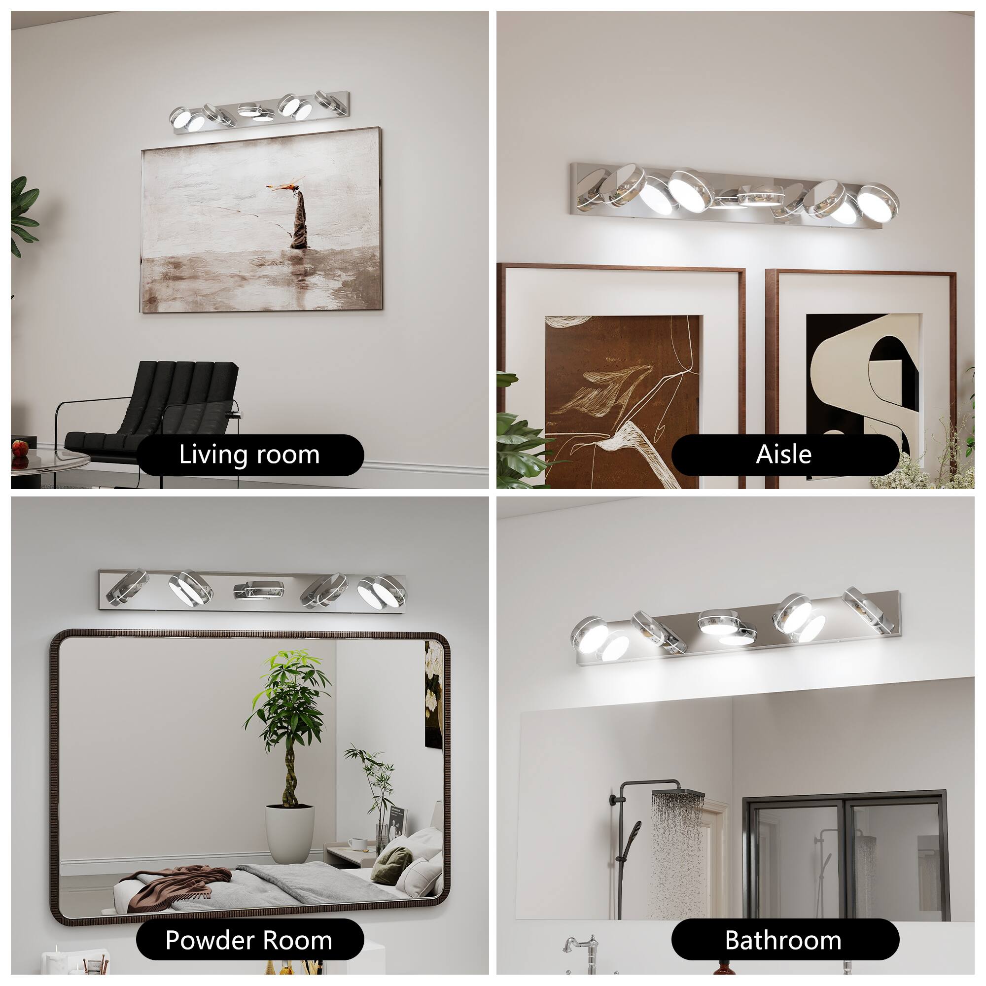 Living room  
Aisle  
Powder Room  
Bathroom