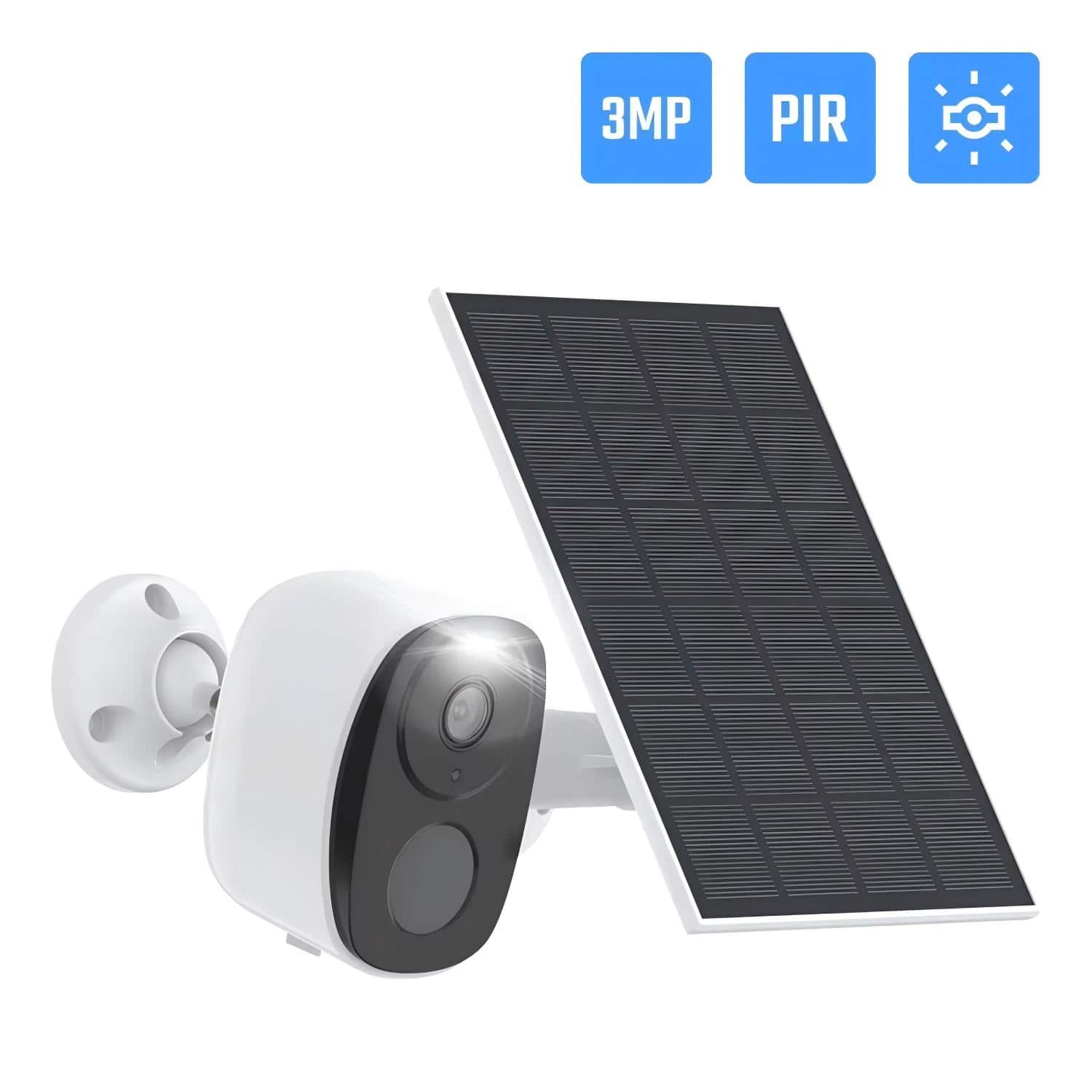 Luckbyte - Wireless Outdoor Battery Security Camera 2K 3MP with Spotlight Siren - White