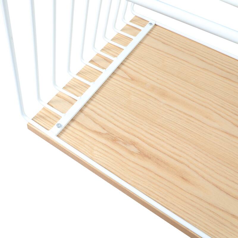 Alt View 7. LeisureMod - Walden Modern Ash Wood Veneer Coffee Table with Powder Coated Steel Base for Home Living Room - White.