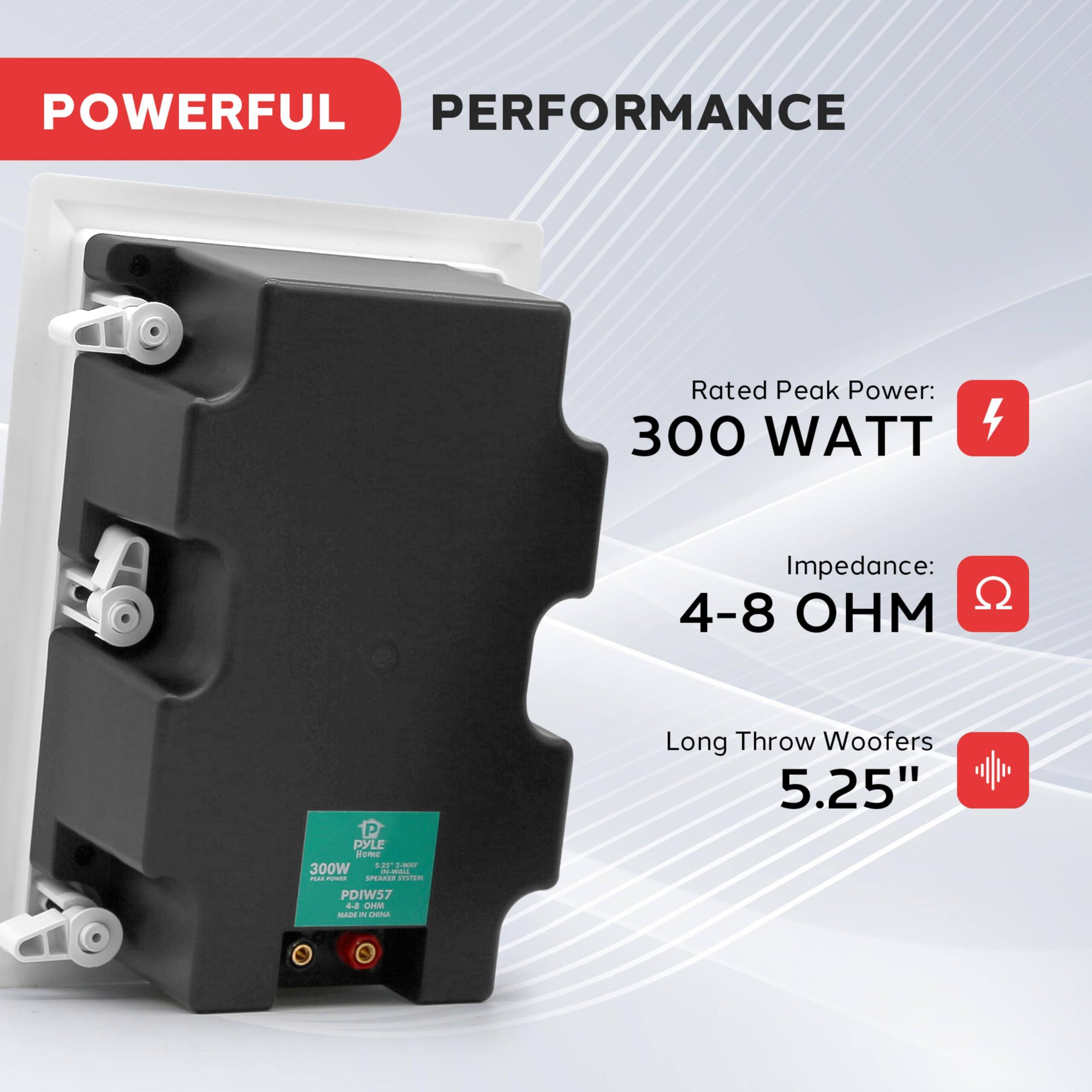 POWERFUL PERFORMANCE

Rated Peak Power: 300 WATT

Impedance: 4-8 OHM

Long Throw Woofers 5.25"