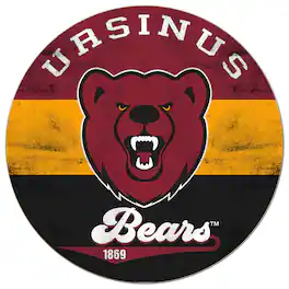 Jardine - Ursinus Bears 20'' x 20'' Retro Logo Circle Sign - Maroon