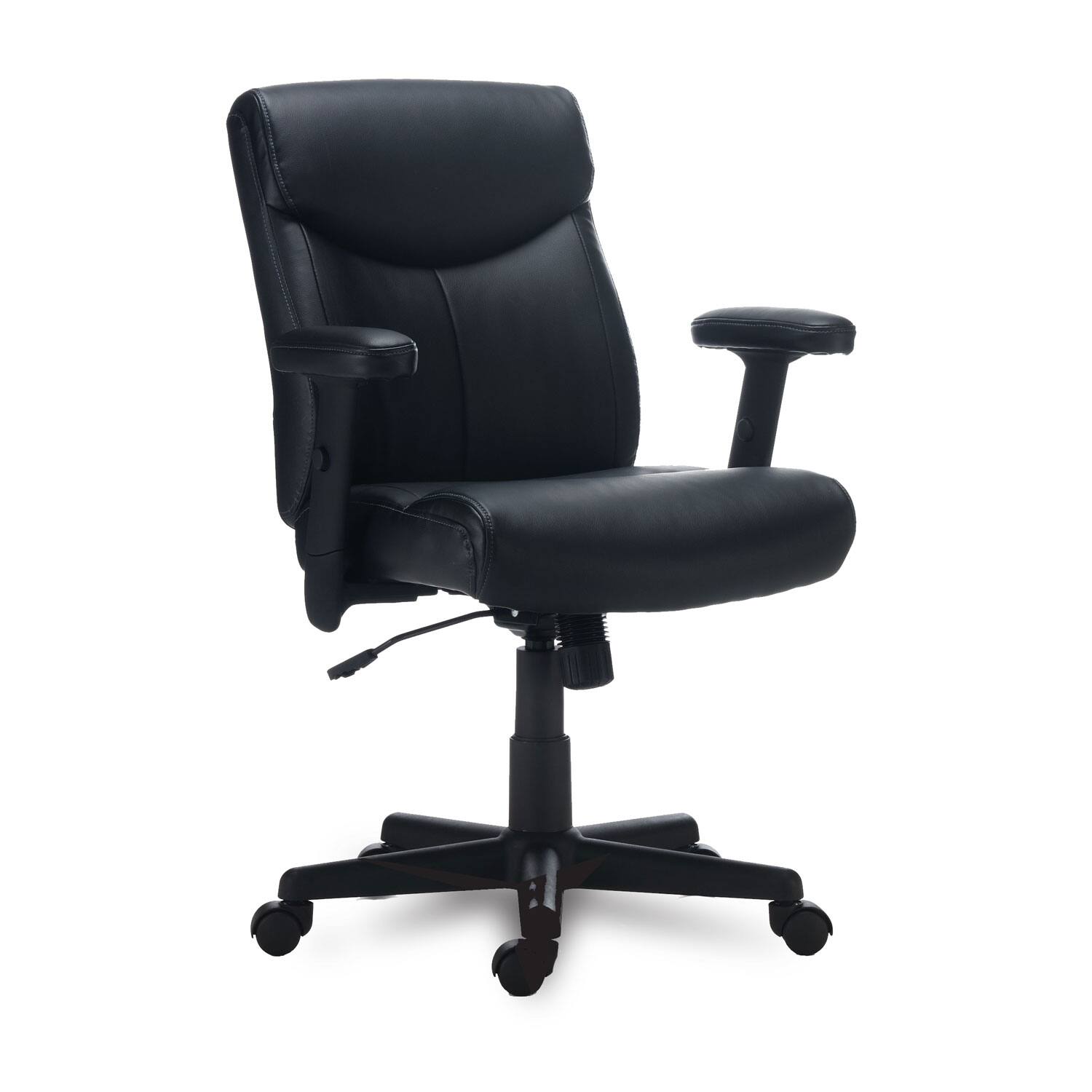 Alera - Harthope Leather Task Chair, Supports Up to 275 lb, Seat/Back, Base - Black