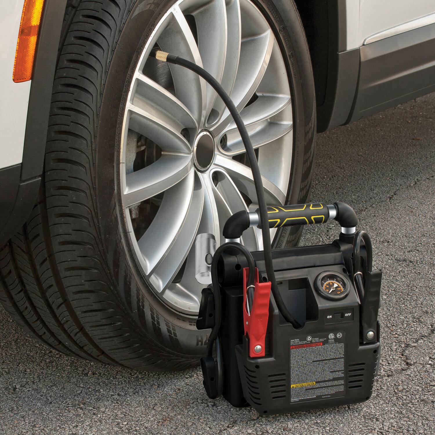 Angle. Stanley - Stanley J5c09 1,000-amp-peak 12-volt Rechargeable Jump Starter With Air Compressor, J5c09 - black.