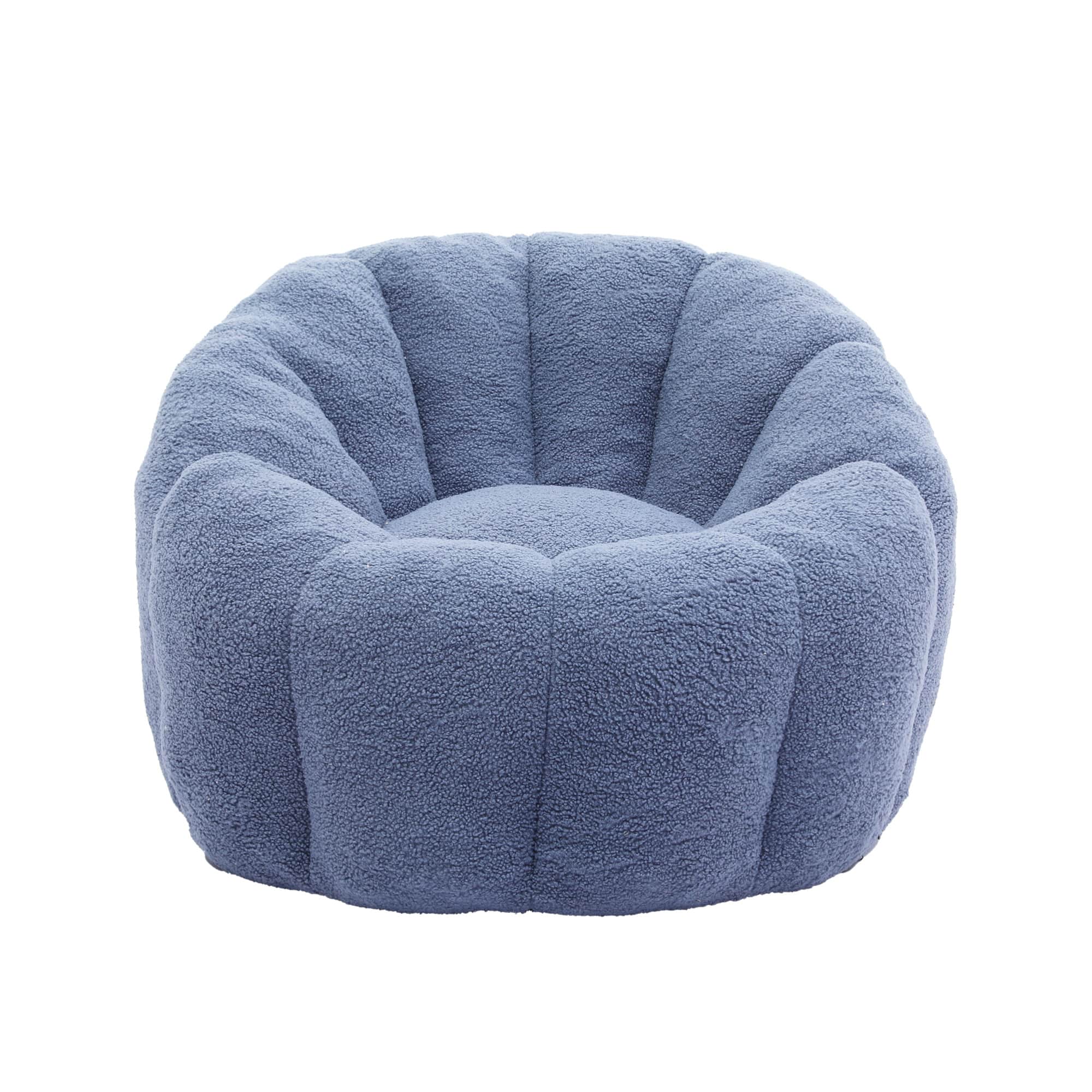 GOODSILO - Plush Faux Fur Bean Bag Chair with Armrests and Ergonomic Backrest for Ultimate Relaxation in Living Spaces - Light Blue