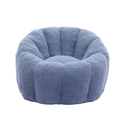 Front. GOODSILO - Plush Faux Fur Bean Bag Chair with Armrests and Ergonomic Backrest for Ultimate Relaxation in Living Spaces - Light Blue.