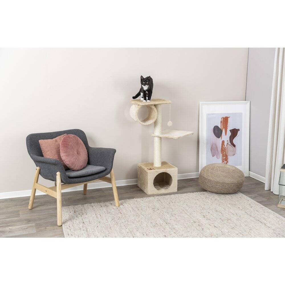 Alt View 3. TRIXIE - San Fernando Plush & Sisal 3-Level Cat Tree, Scratching Posts & Condo - Beige.