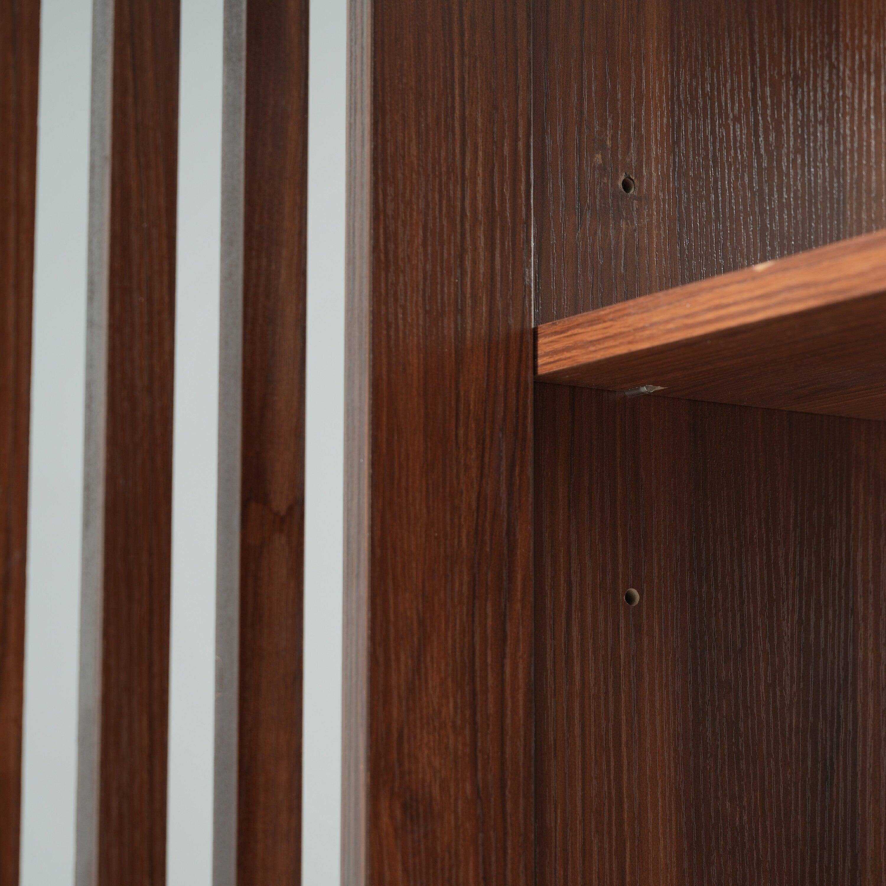 Angle. Boyel Living - 30 Inch Vintage Bathroom Vanity with Ceramic Sink 2 Soft Close Doors Fence Design Large Storage Dark Brown - AntiqueDarkBrown.