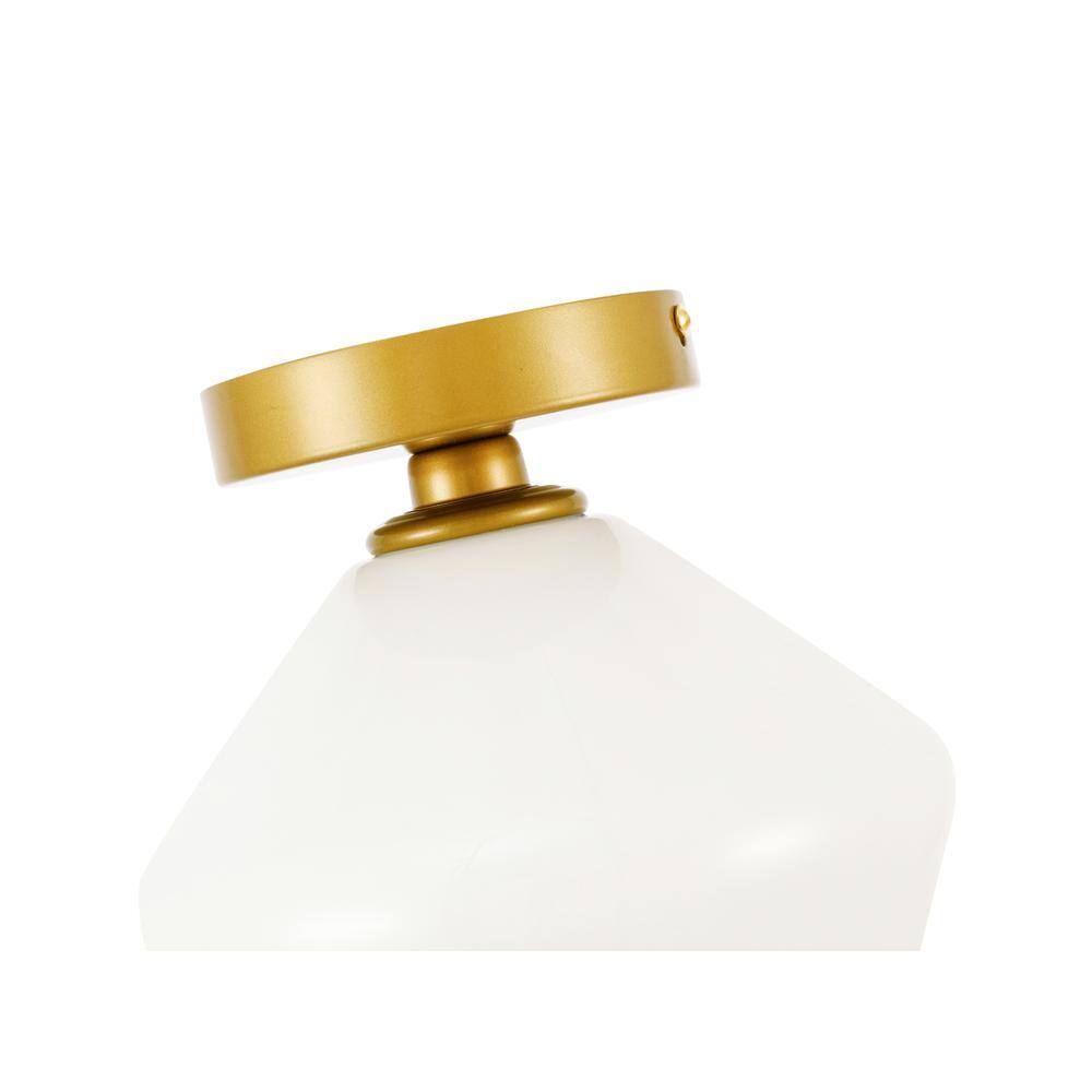 Alt View 2. Living District - Gene 1 light Brass and Frosted white glass Flush mount - Brass And Frosted White Glass.