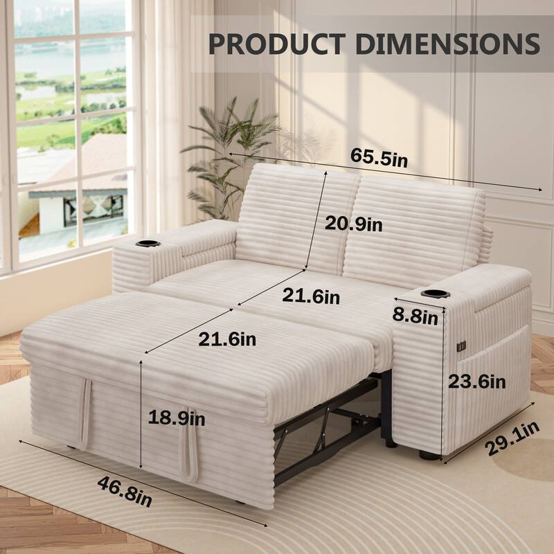PRODUCT DIMENSIONS  
65.5in  
20.9in  
21.6in  
21.6in  
8.8in  
18.9in  
46.8in  
23.6in  
29.1in