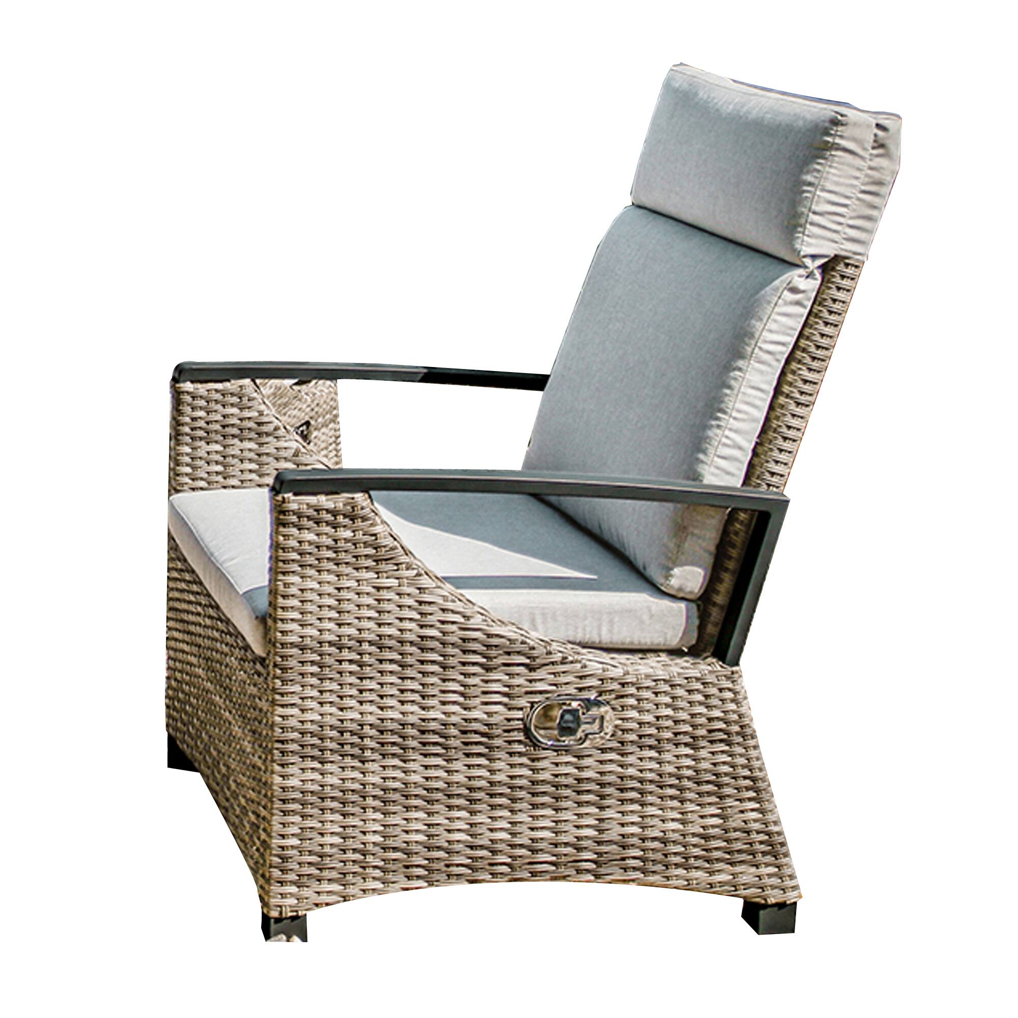 Alt View 1. Manhattan Lane - Foca 26 Inch Outdoor Dining Armchair,Tufted Backrest - Gray, Brown, Black.