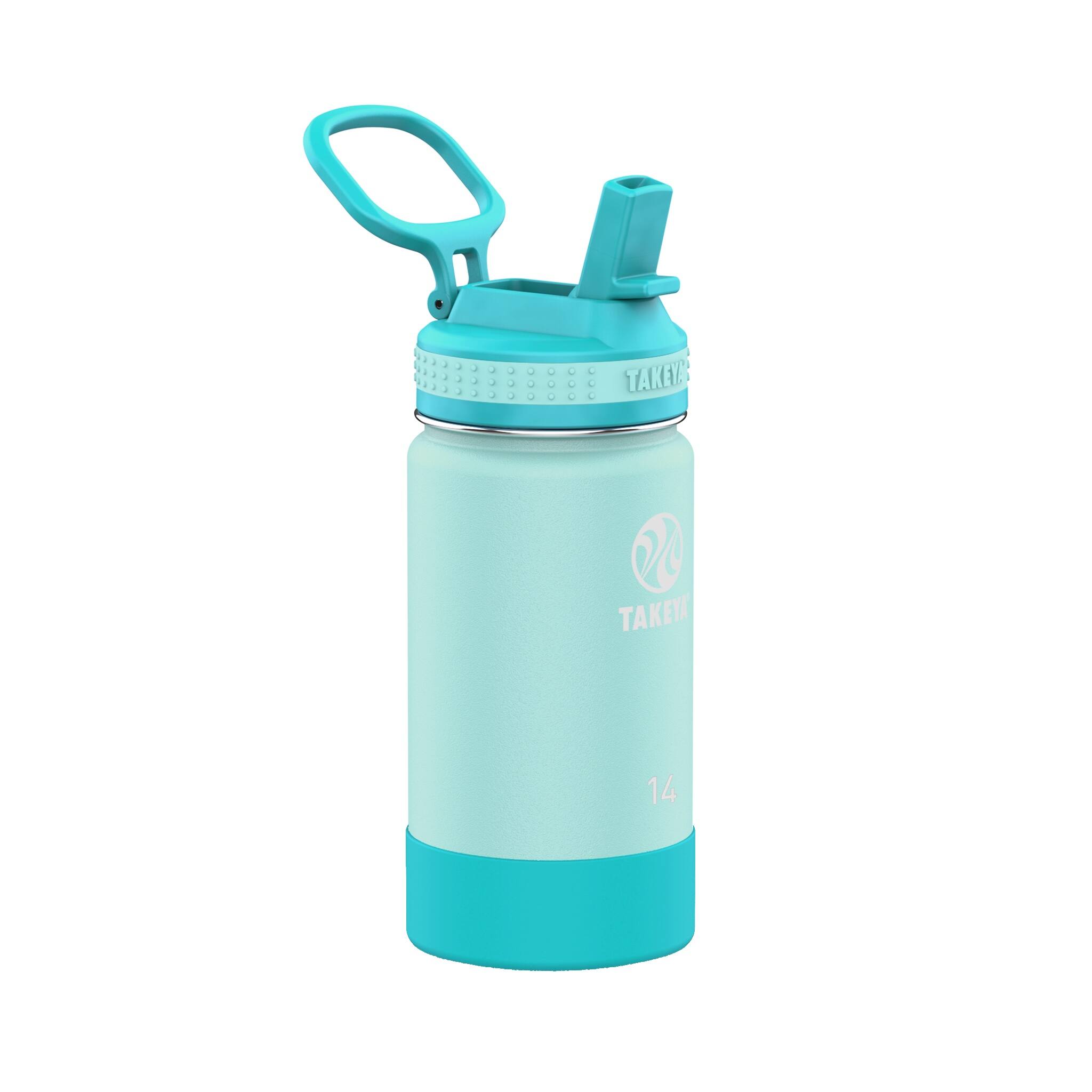 Angle. Takeya - Actives Kids 14oz Straw Bottle - Surfer Lagoon.