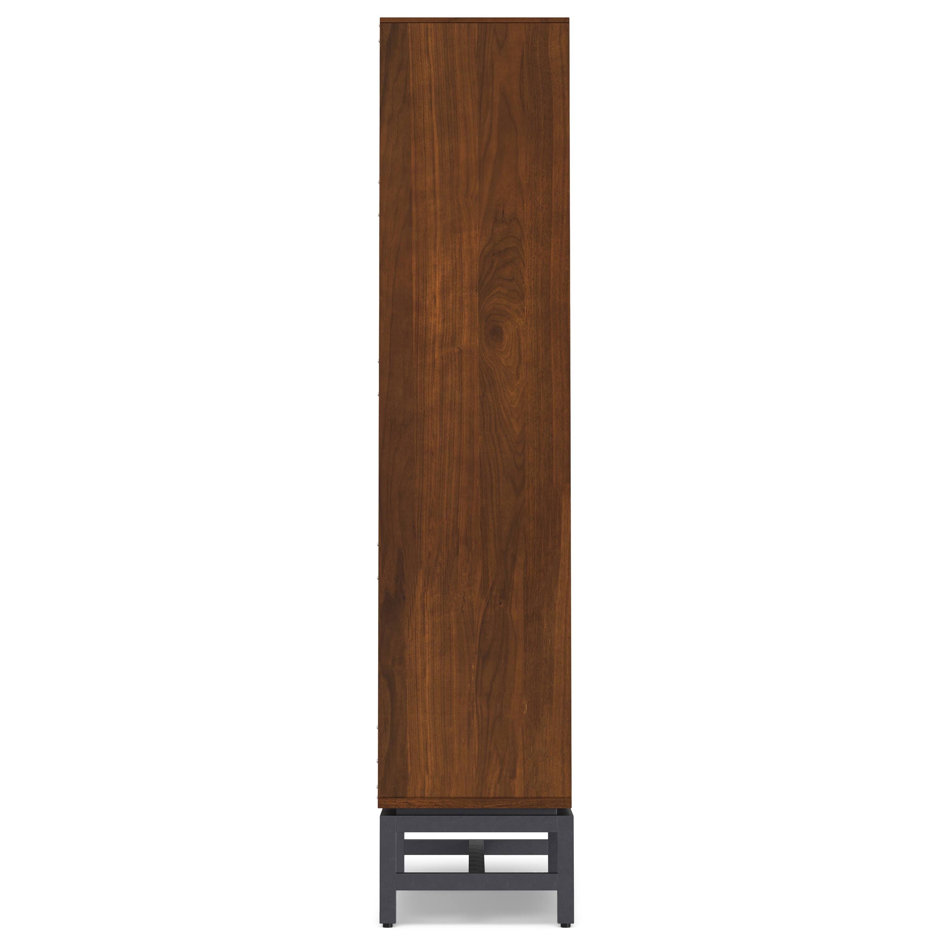 Alt View 2. Simpli Home - Banting SOLID WOOD and Metal 66 inch x 30 inchRectangle Industrial Bookcase in Walnut Veneer - Walnut Veneer.