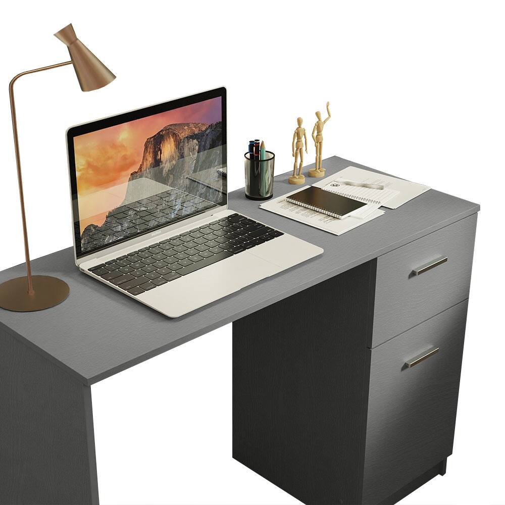 Alt View 1. Madesa - Madesa Compact Computer Desk 43 Inch with Storage and Drawer - Gray - Gray.