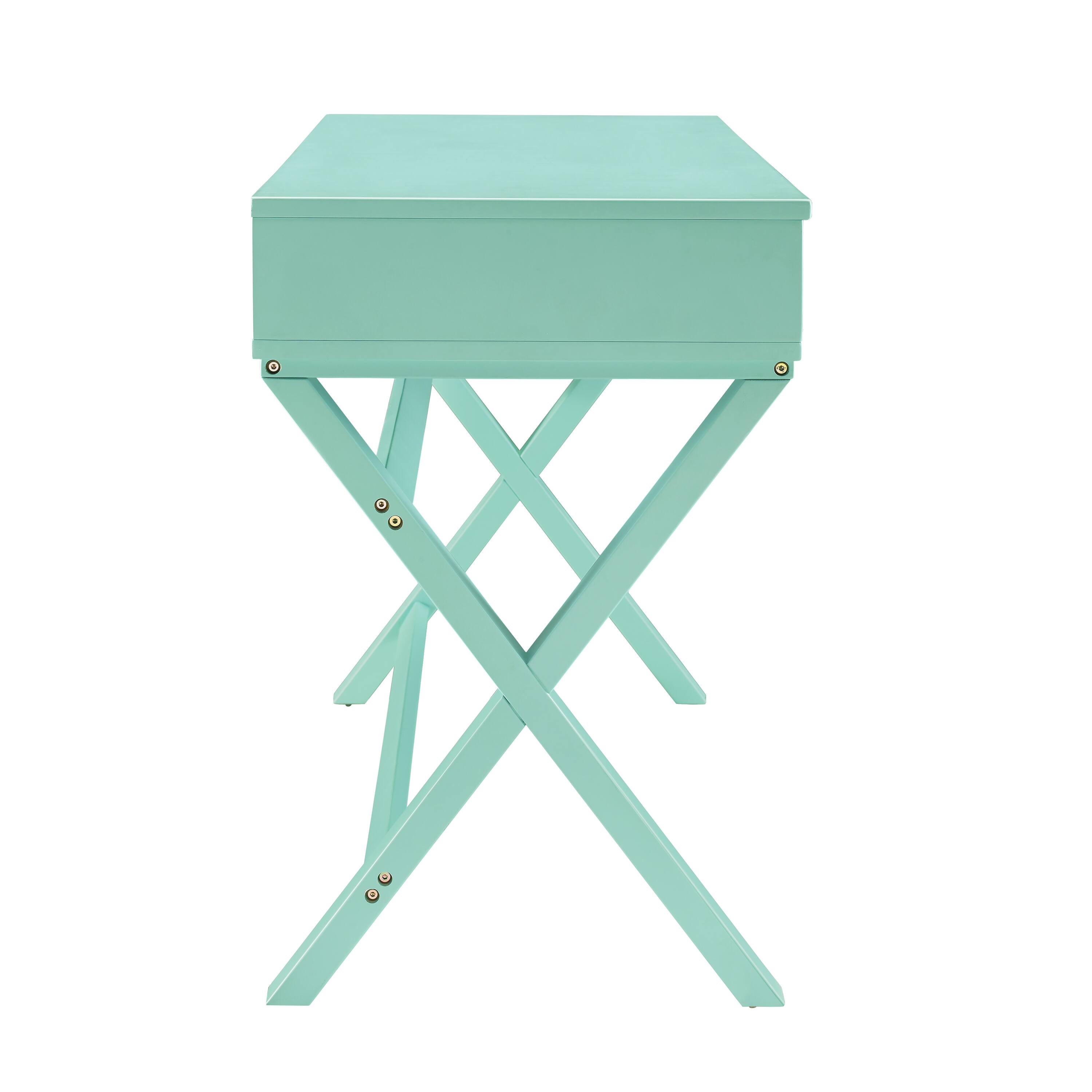 Alt View 12. Linon Home Décor - Pierce 2-Drawer Campaign-Style Desk - Pastel Turquoise.