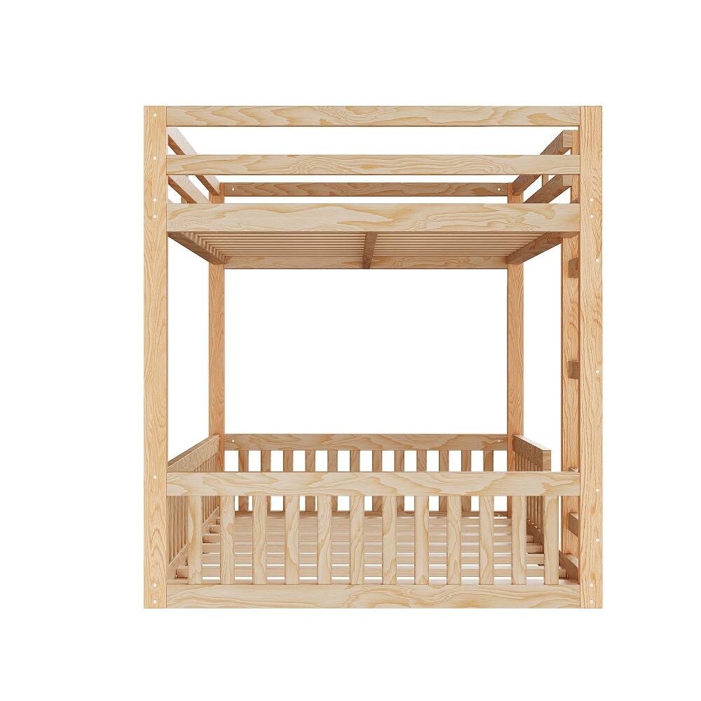 Alt View 9. Loheer - Loheer Full Over Full Bunk Bed Wood Natural Finish with Ladder Guardrails - Natural.