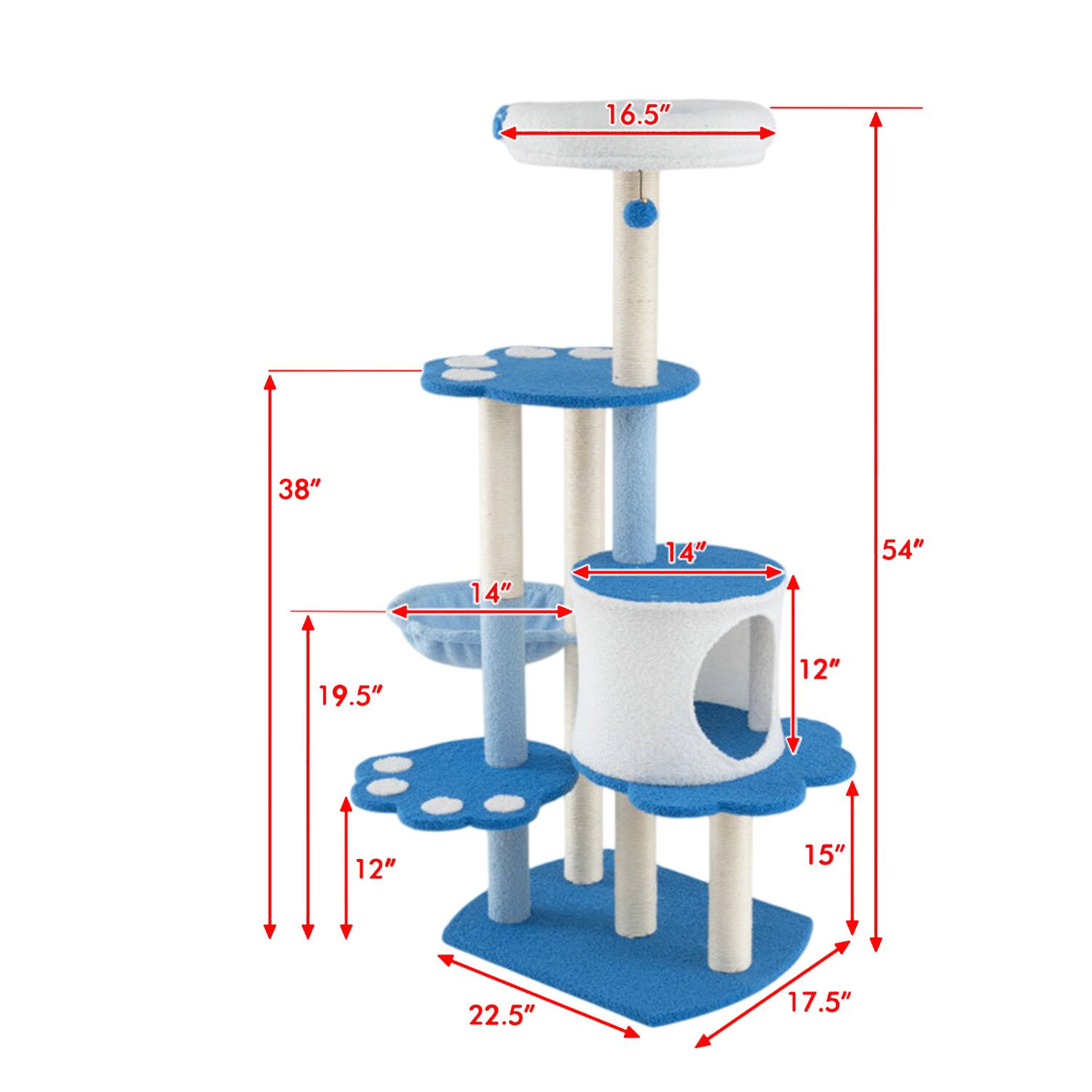 16.5" 38" 14" 14" 54" 19.5" 12" 12" 15" 22.5" 17.5"