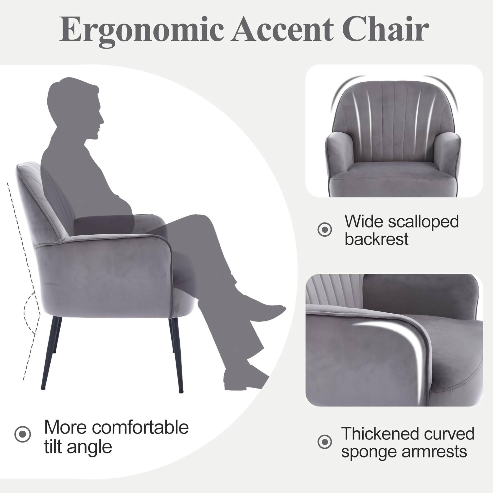 Ergonomic Accent Chair

- Wide scalloped backrest
- More comfortable tilt angle
- Thickened curved sponge armrests