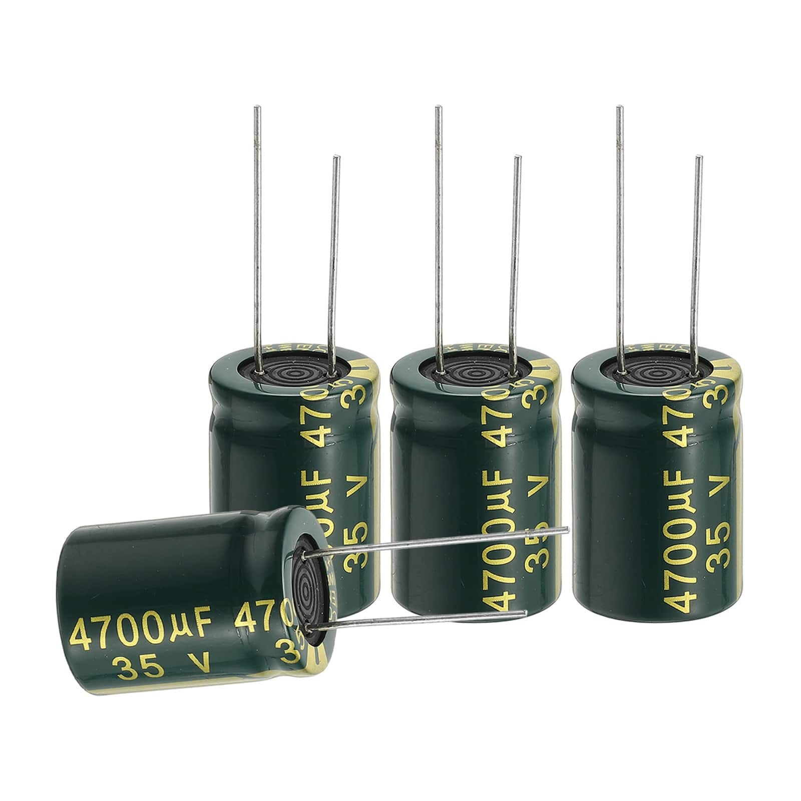 Unique Bargains - 4700uF 35V 18x25mm Electrolytic Capacitor, High Frequency, Low Impedance, Radial Leads, 24pcs - Green price history on PriceWatchPro