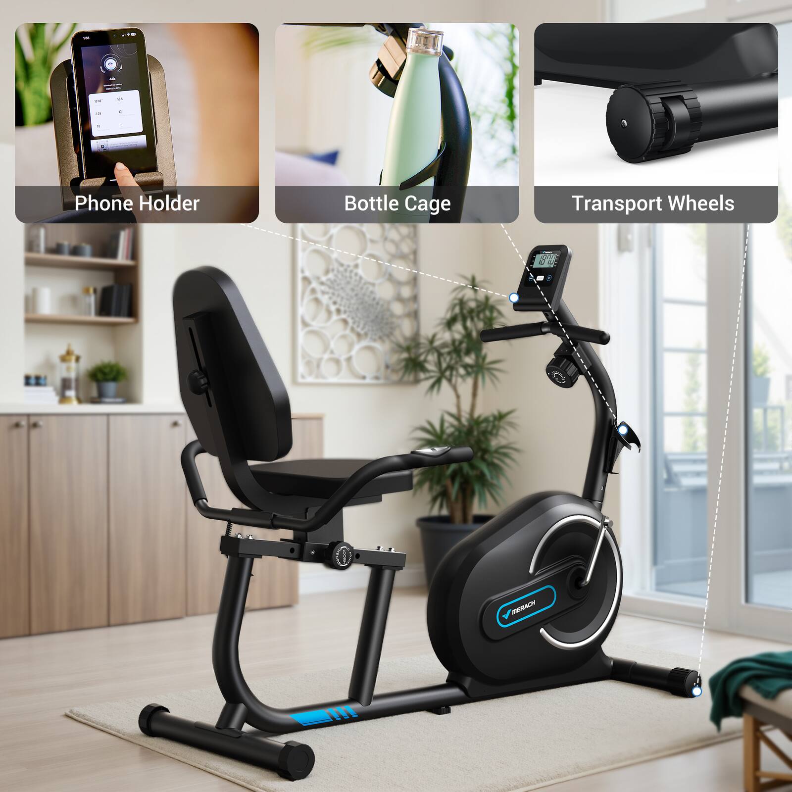 - Phone Holder
- Bottle Cage
- Transport Wheels
- MERACK