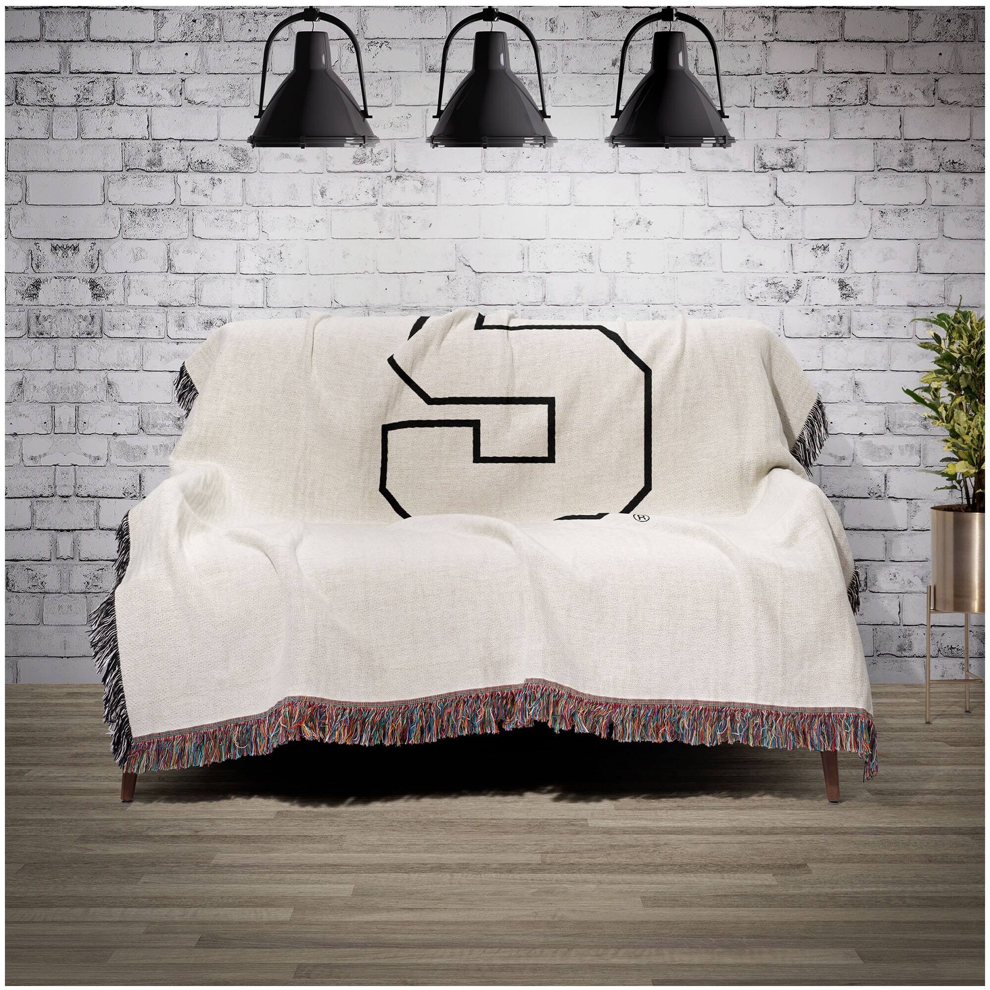 Alt View 1. Chad & Jake - Syracuse Orange Woven Blanket - White.