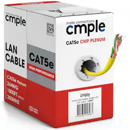 Cmple.com - Cmple - Cat5e Plenum Cable 1000ft, CMP, 350MHz Gigabit Ethernet Solid Network Internet Bulk UTP - Yellow