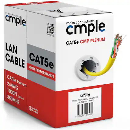 make connections cmple
CAT5e CMP PLENUM
LAN CABLE
CAT5e HIGH PERFORMANCE
CAT5e Plenum 24AWG 1000FT (305m) 350MHz UTP
350MHZ CMP 24AWG
CMPLE GREEN
0 815239 016483 0