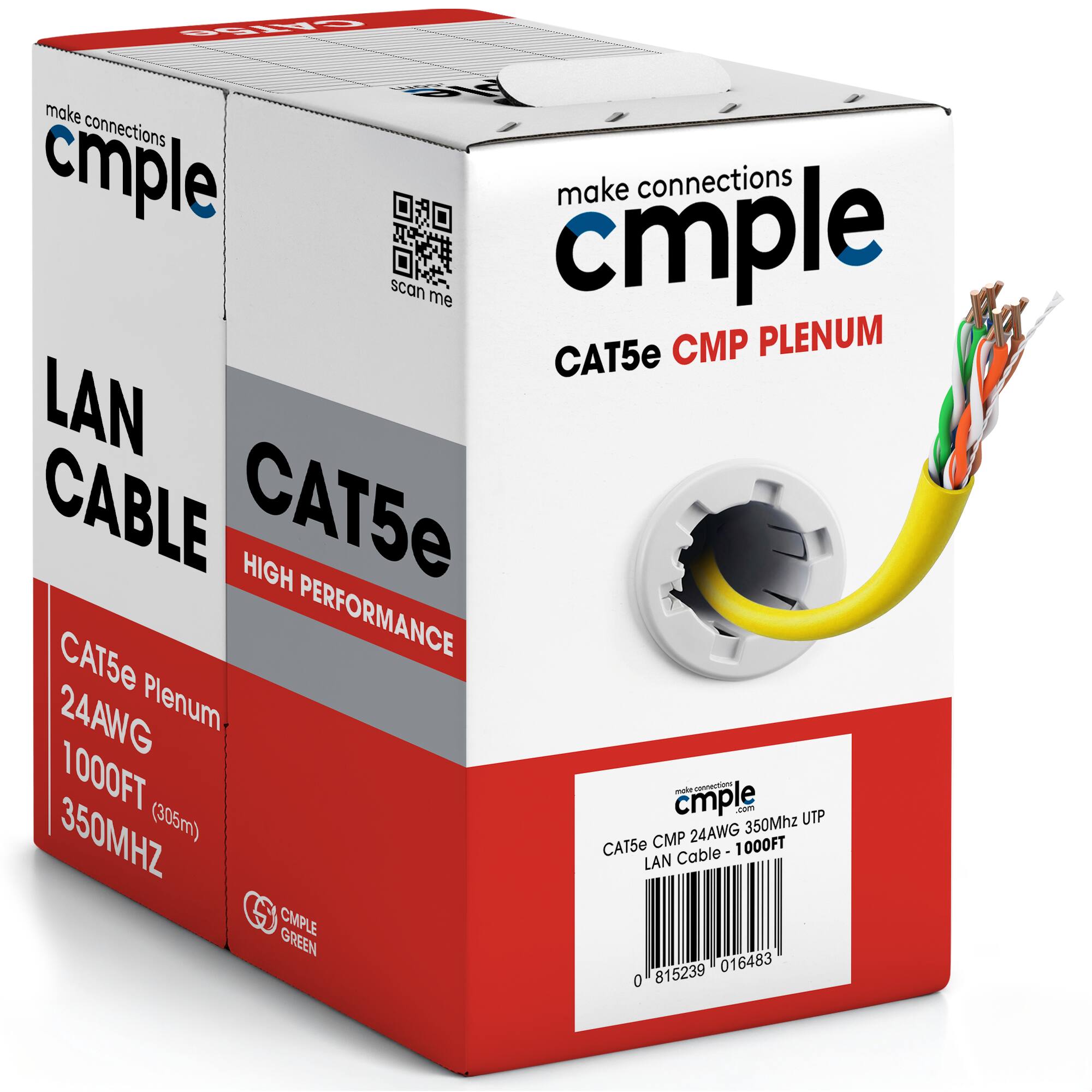 make connections cmple  
CAT5e CMP PLENUM  
LAN CABLE  
CAT5e HIGH PERFORMANCE  
CAT5e Plenum 24AWG 1000FT (305m) 350MHz UTP  
350MHZ CMP 24AWG  
CMPLE GREEN  
0 815239 016483 0