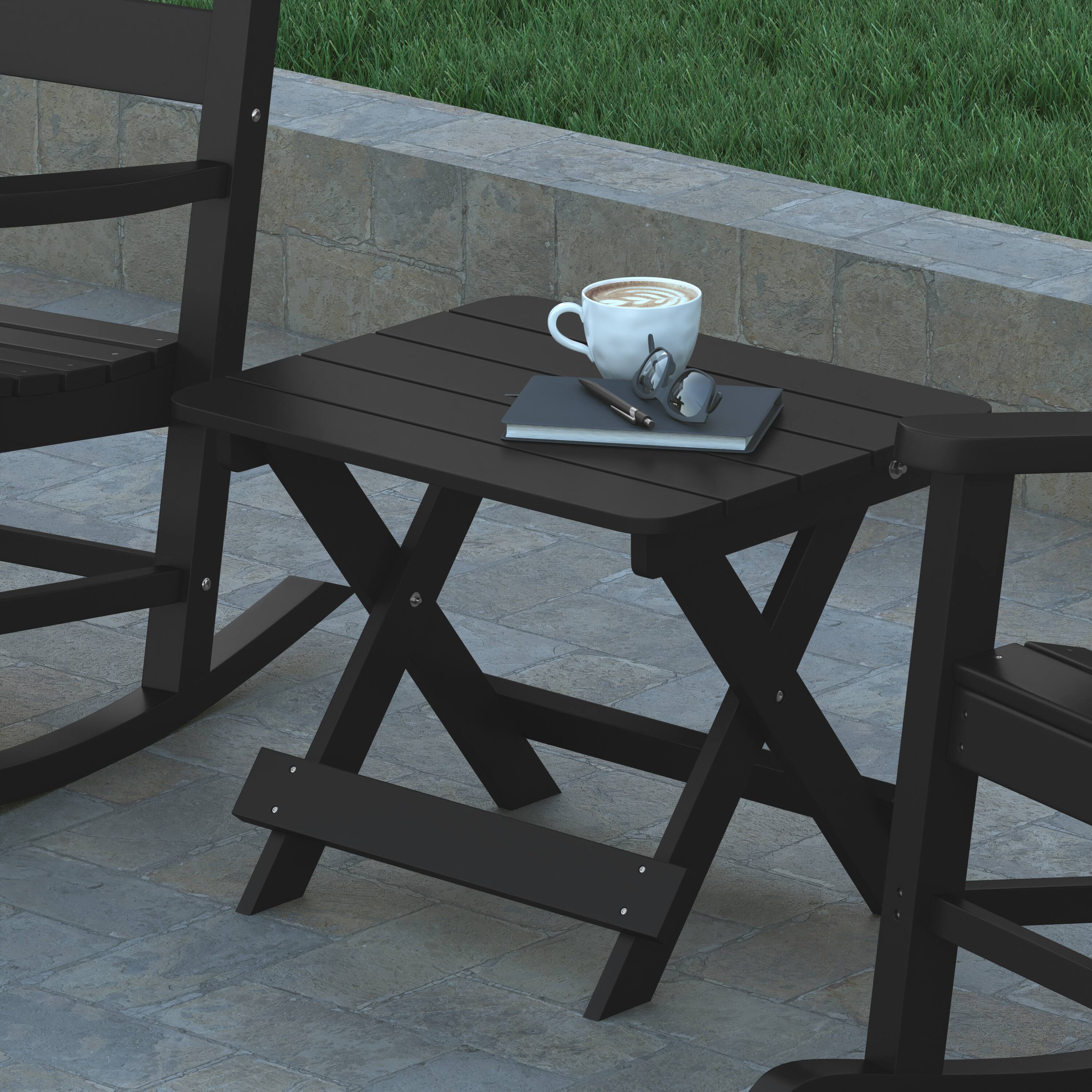 Alt View 3. Emma + Oliver - Haley Portable Folding HDPE Adirondack Side Table for Indoor/Outdoor Use - Black.