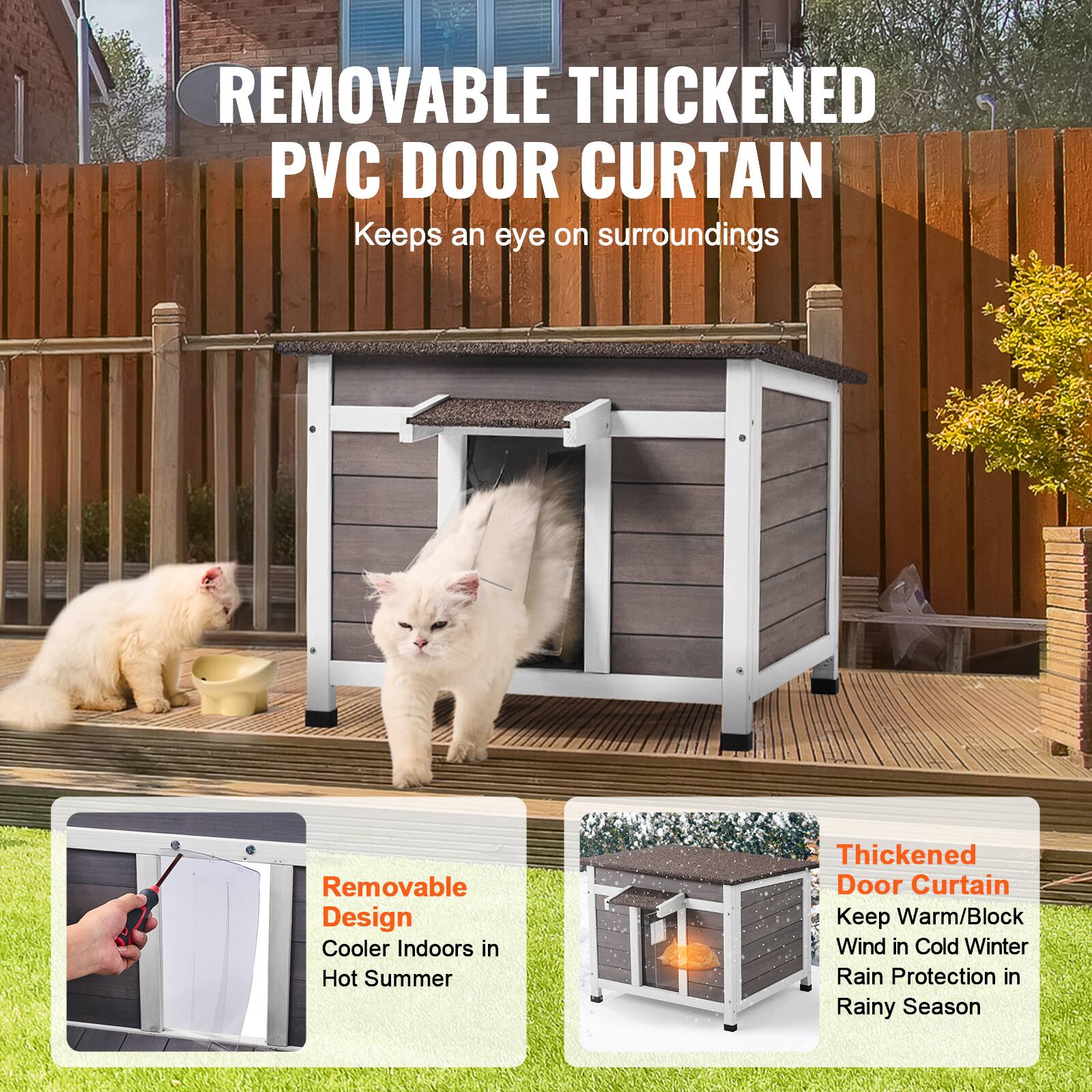 **Removable Thickened PVC Door Curtain**

- Keeps an eye on surroundings
- Removable Design: Cooler Indoors in Hot Summer
- Thickened Door Curtain: Keep Warm/Block Wind in Cold Winter, Rain Protection in Rainy Season