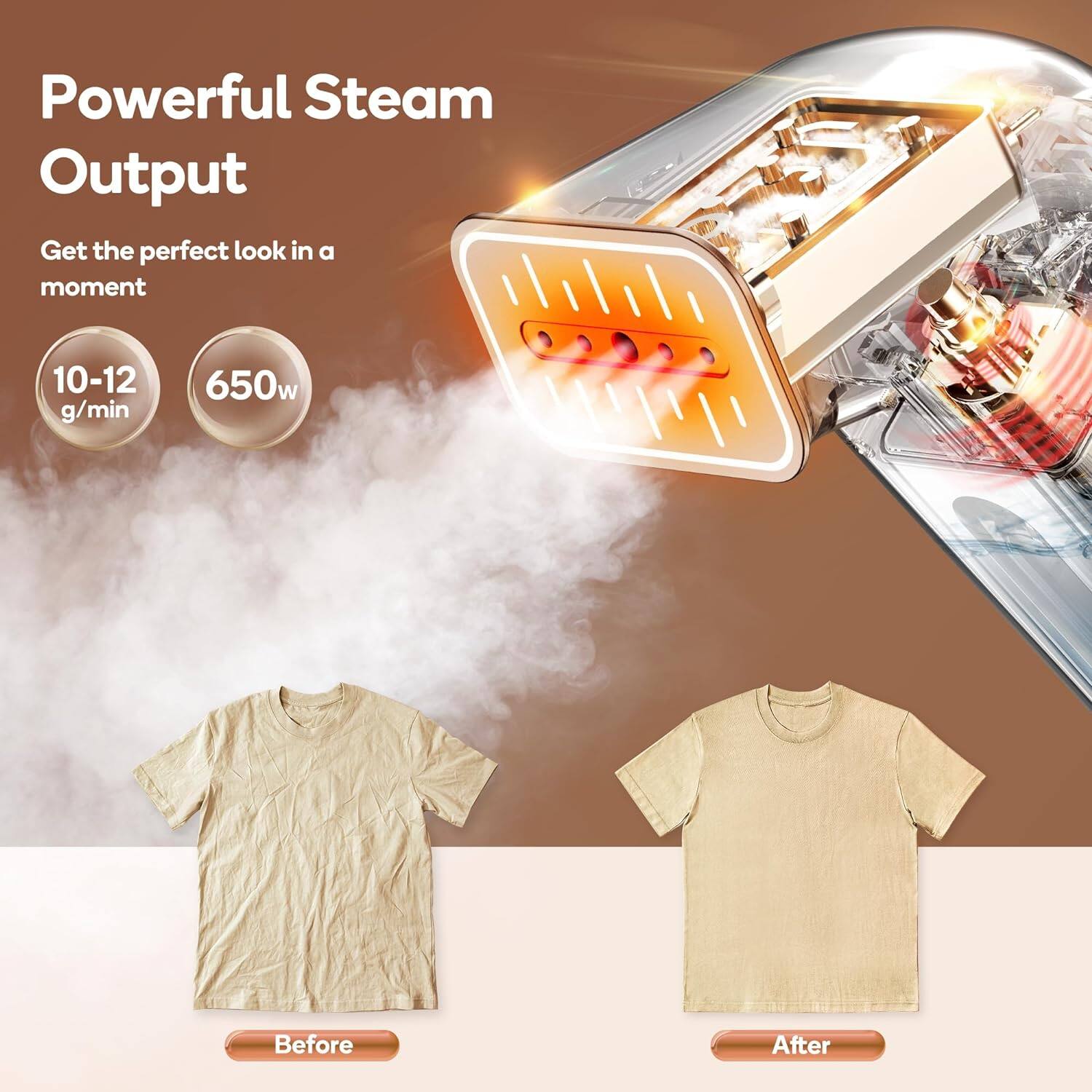 Powerful Steam Output

Get the perfect look in a moment

10-12 g/min

650w

Before

After