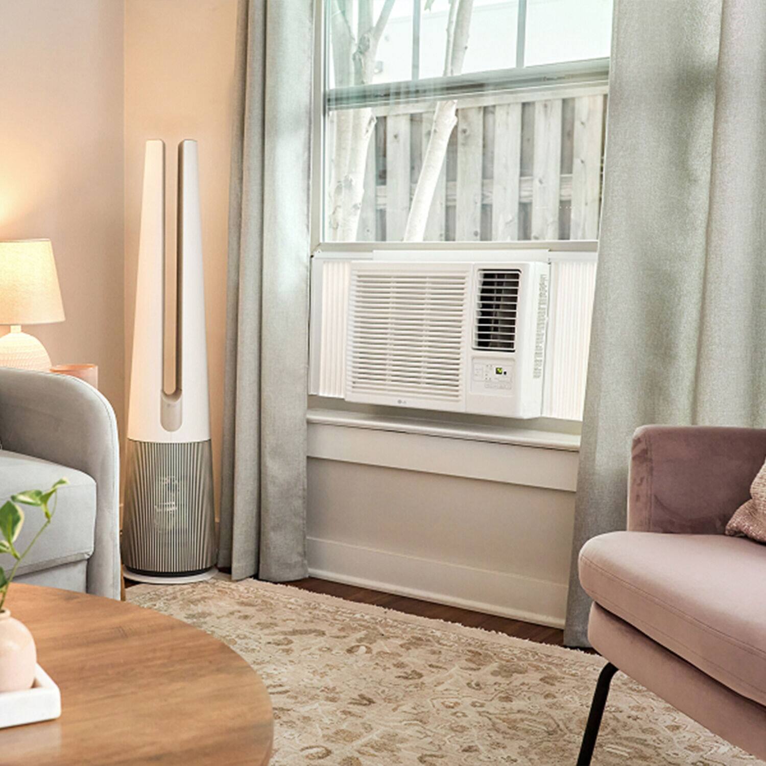 Alt View 14. LG - 570 Sq. Ft. 12,200 BTU 230V Window Air Conditioner with Cool, Heat and Wi-Fi Control - White.