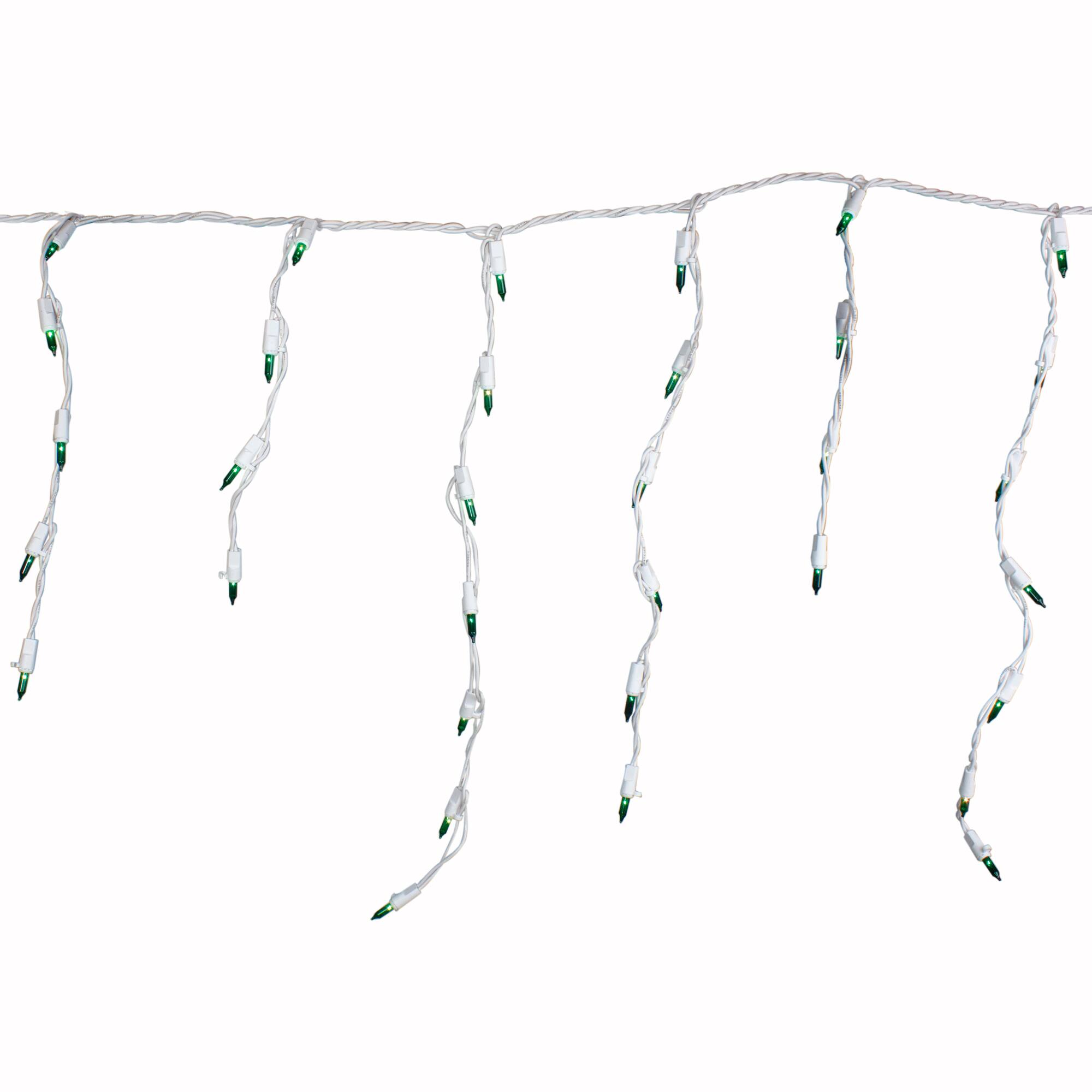 Alt View 2. Northlight - Mini Icicle Christmas Lights - Incandescent - 3.5' White Wire - Green - 100ct - Green.