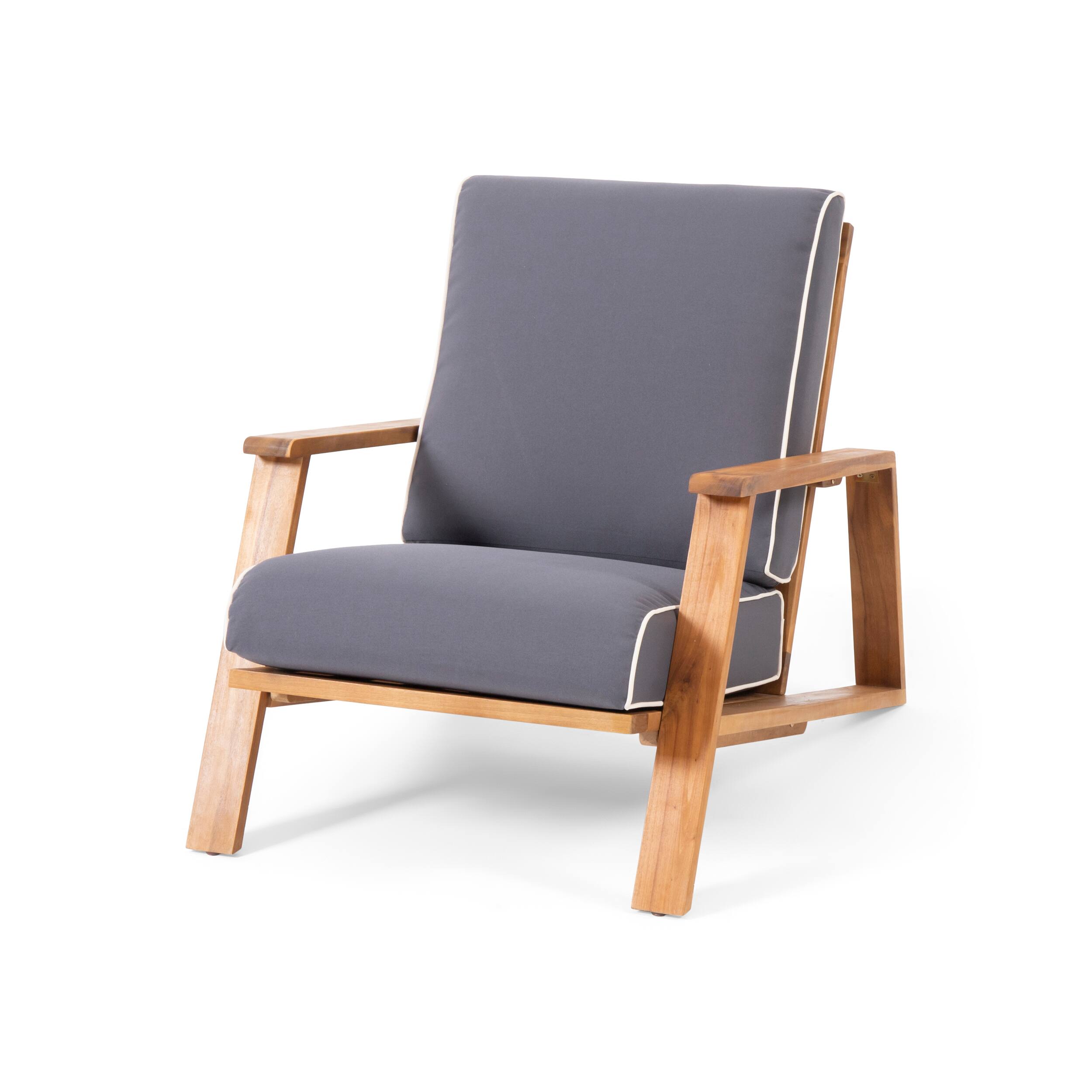 Angle. Mondawe - Adirondack Chair with Weather-Resistant Cushions - Dark Grey.